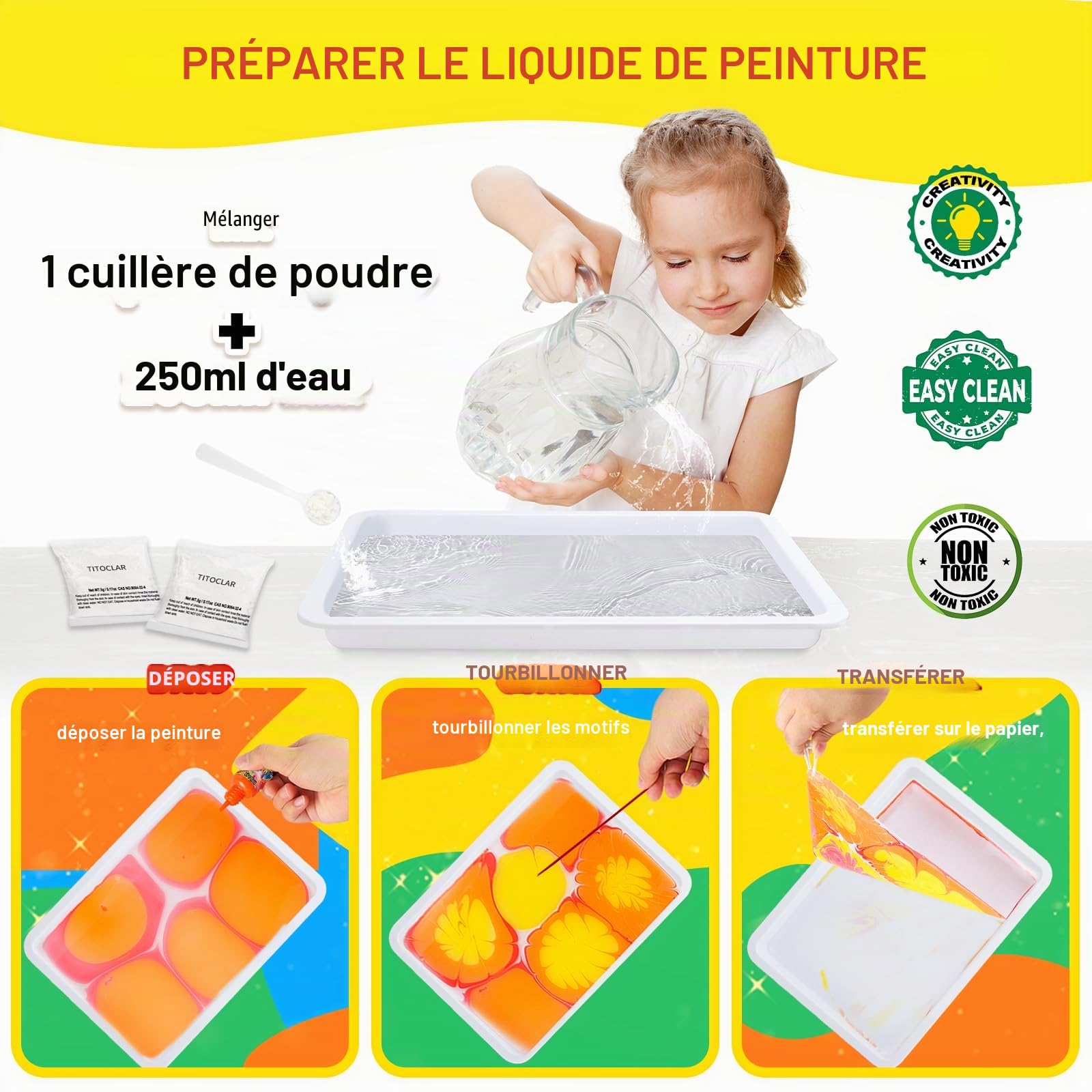 Kit de peinture marbrée à l'eau, arts et travaux manuels pour enfants, cadeaux d'anniversaire pour filles et garçons de 3 ans et plus, jouets pour enfants de 8 à 13 ans, 5 à 7 ans, 3 à 6 ans,