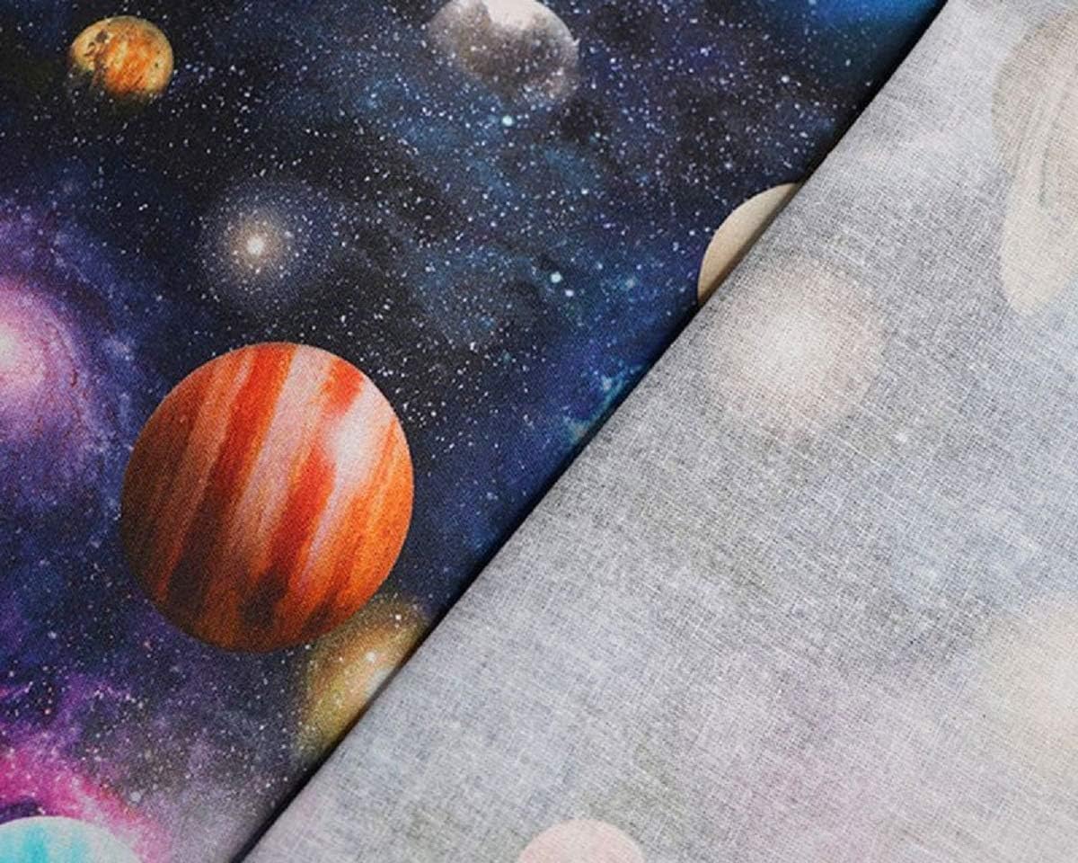 Universe Space Planets - Tela 100% algodón, 150 cm de ancho, tela para manualidades