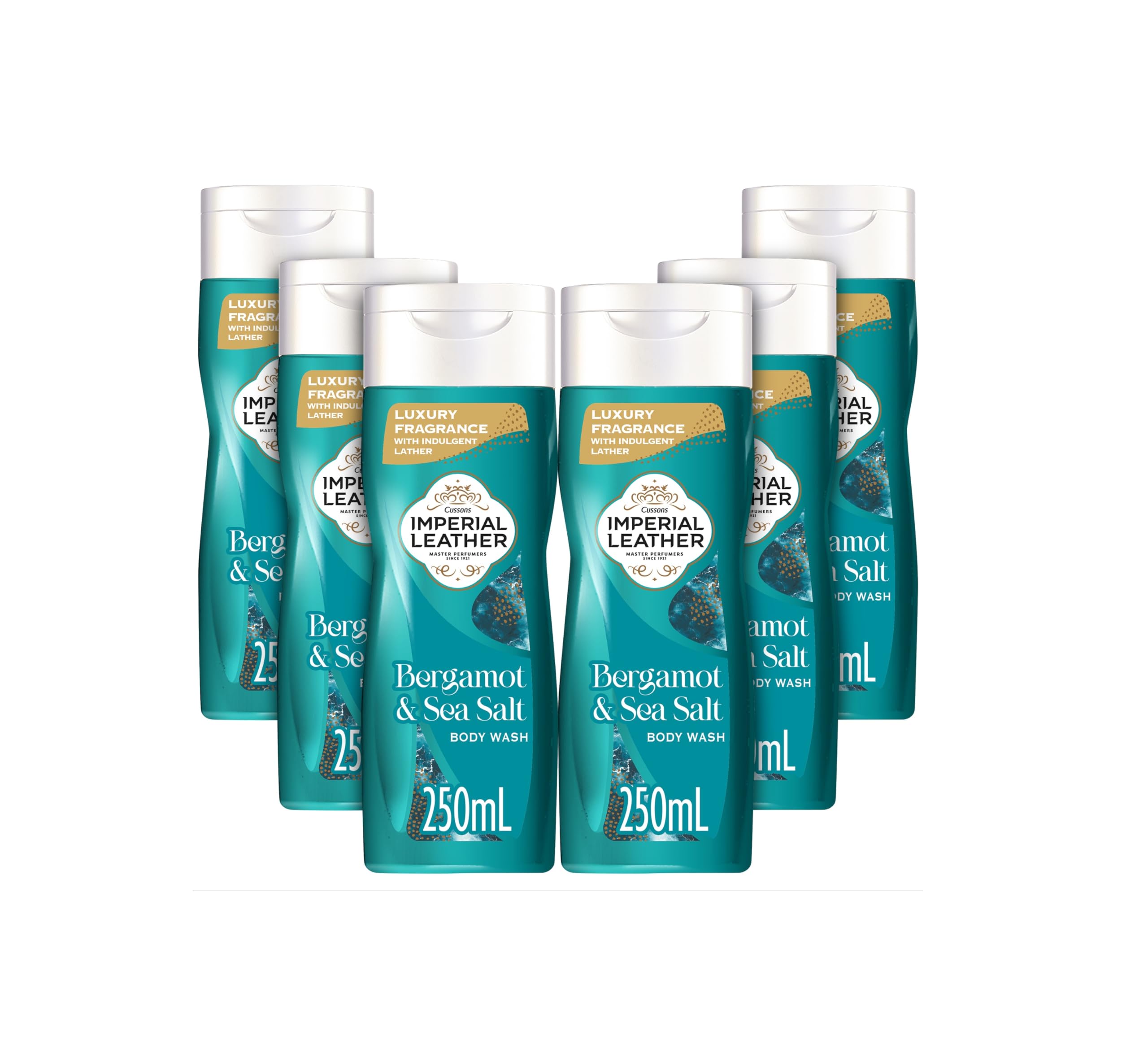Imperial Leather Bergamot & Sea Salt Body Wash Shower Gel, Signature Oil Blend, Creamy Indulgent Lather, Luxury Fragrance, Bulk Buy, Pack of 6x250ml