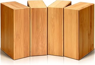 Jexine 4 Pcs Bamboo Yoga Block Bamboo Handstand Blocks Stable Yoga Brick Support Brick for Gymnastics Training Equipment to Deepen Poses, Improve Strength Aid Balance Flexibility