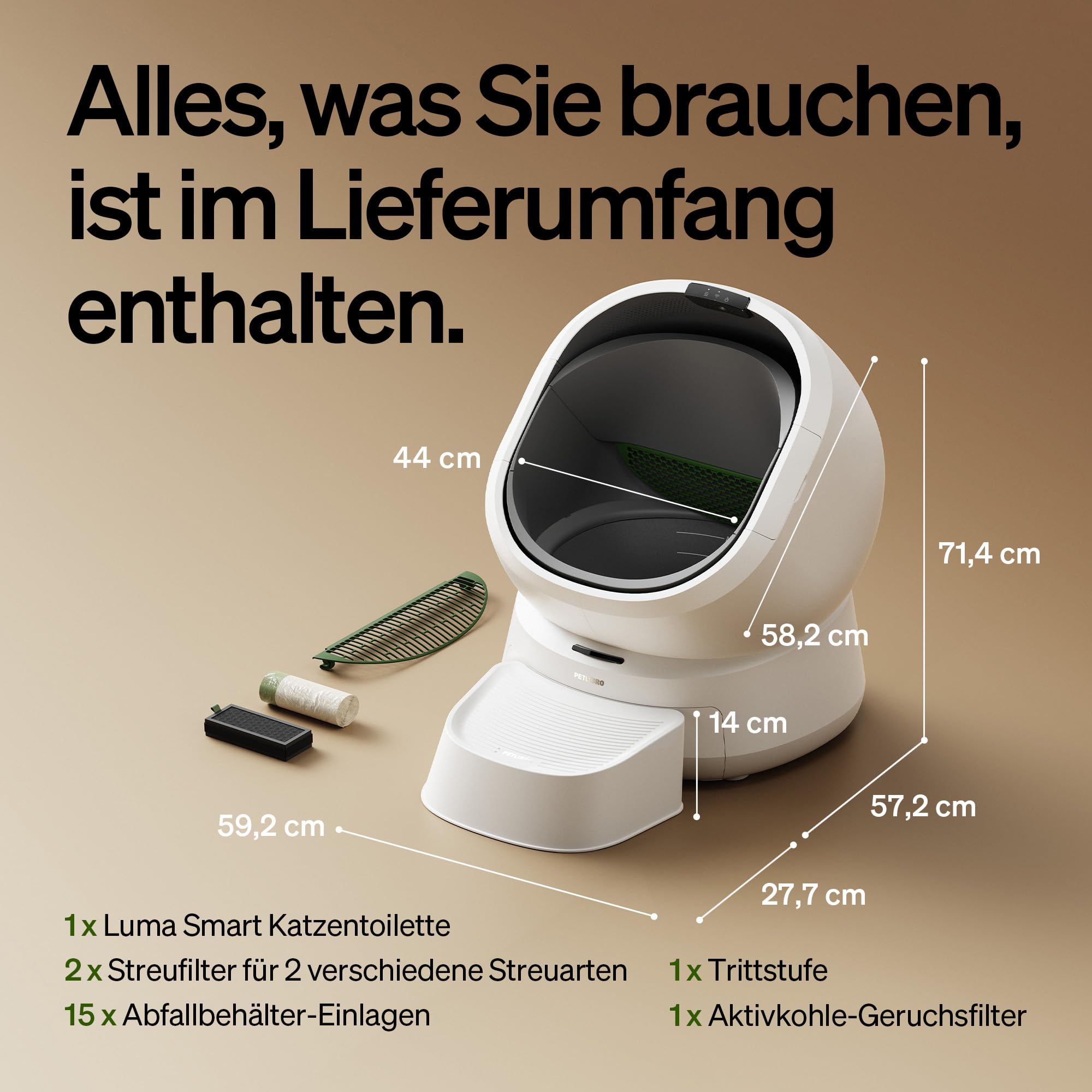 PETLIBRO Luma Katzenklo Selbstreinigend, elektrische Katzentoilette mit AI-Kamera zur Kotanalyse, Geruchskontrolle, offenem Design, Multi-Katzen-Erkennung, Nutzungsverfolgung & Sicherheitssensoren