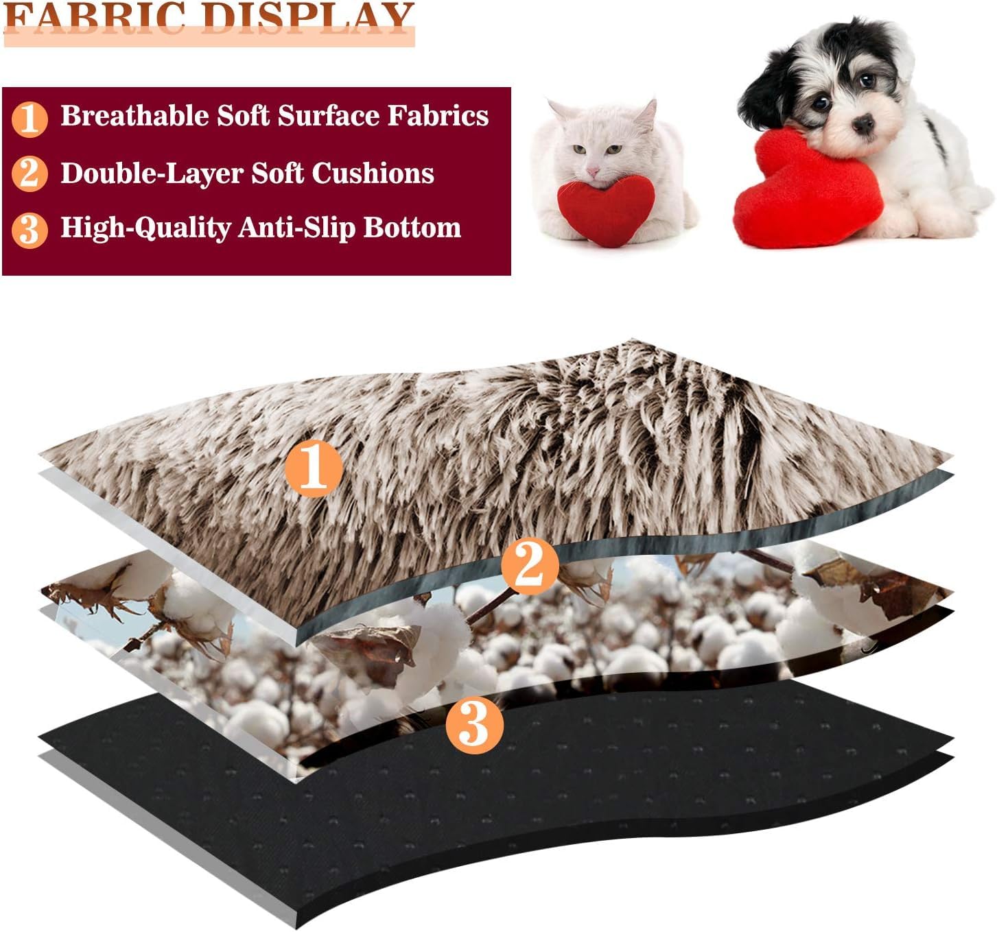 MEETOZ Cat Bed Round Fluffy Hooded Cat Bed Cave with Non-collapsed Plush Cover - Image 4