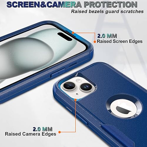 Miniatura 3 de Funda para iPhone 15, 2 protectores de pantalla de vidrio templado, a prueba de caídas de 10 pies, antideslizante, a prueba de golpes, funda para