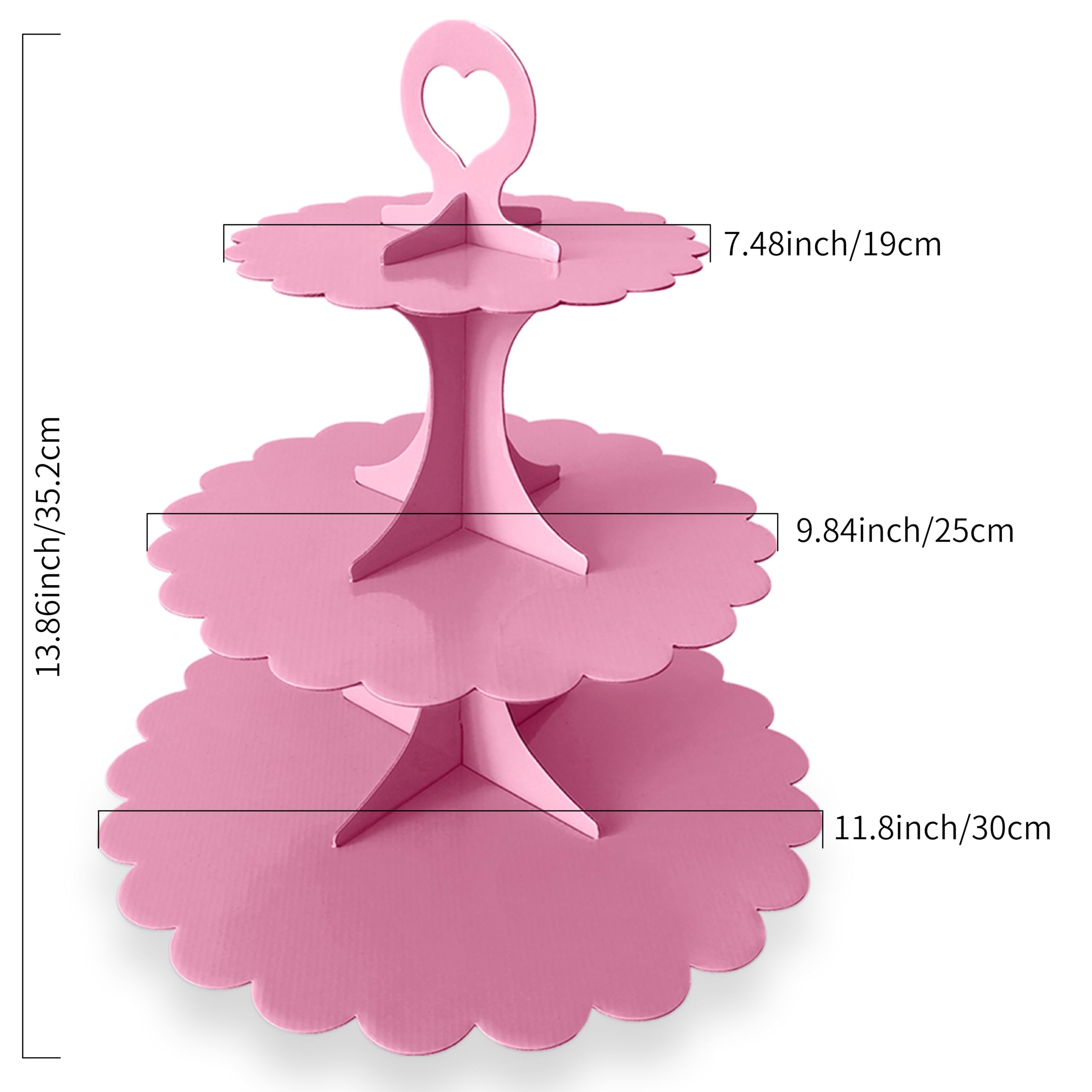 Lot De 2 Présentoirs à Cupcakes Ronds En Carton à 3 étages Pour Anniversaire, Mariage, Fête Prénatale