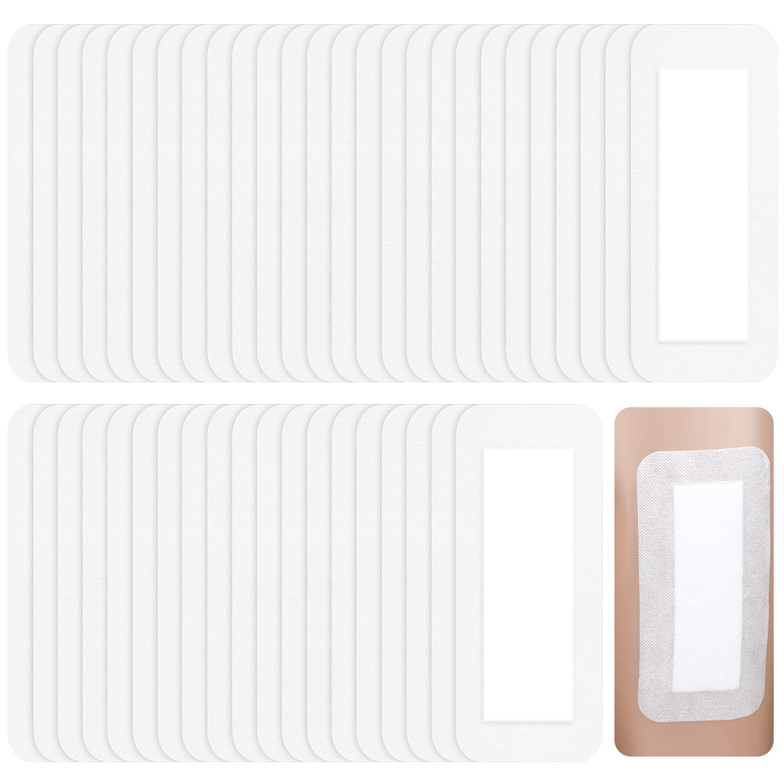 60 Pcs Bordered Gauze Adhesive Island Dressing Wound Dressing Waterproof Gauze with Pad Breathable Bandage Individually Packed Pouches Tapes for Blister Wound Care (4 x 10 Inch)