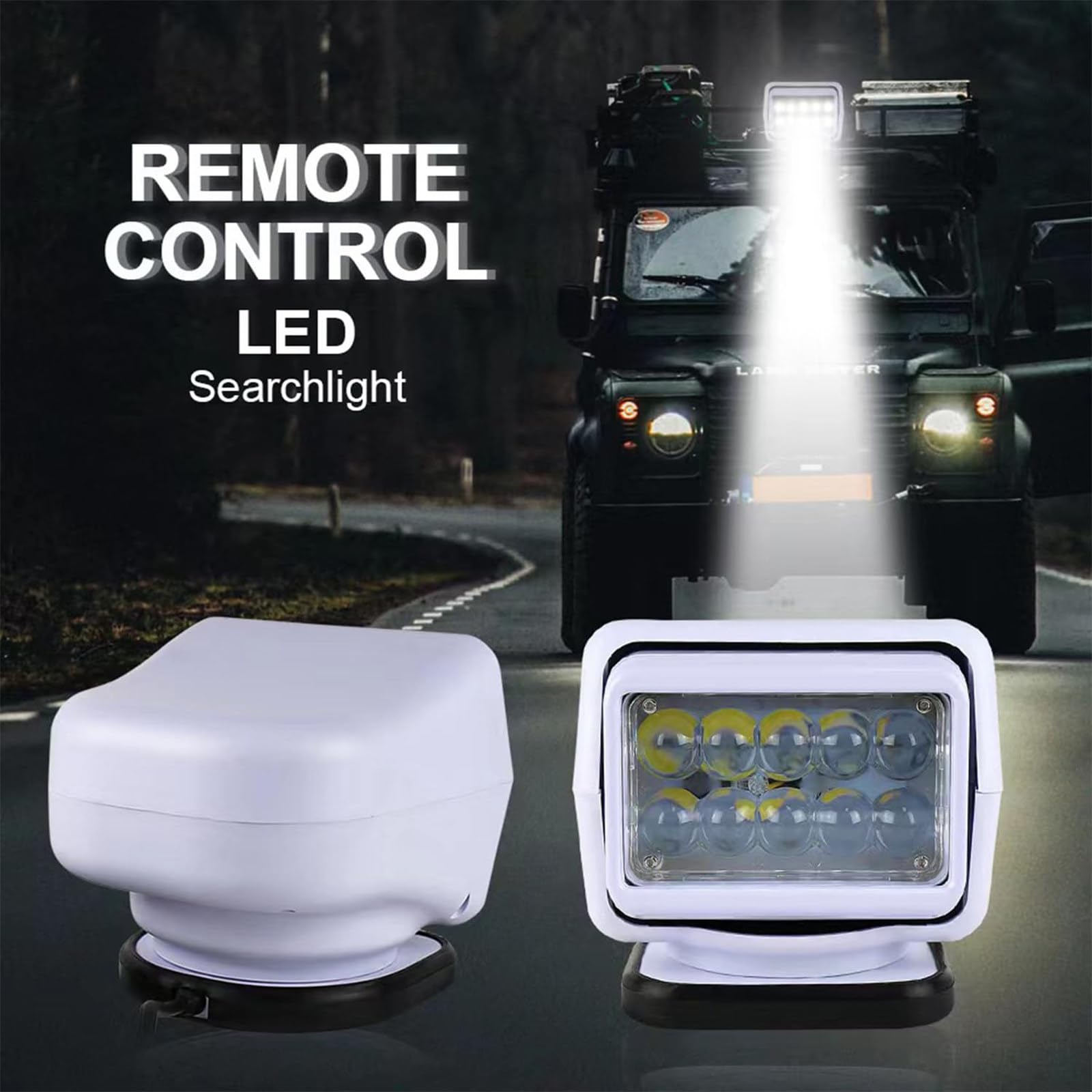Reflektor LED ze zdalnym sterowaniem o mocy 50 W, zdalny silny reflektor Szperacz Światło zewnętrzne do pojazdów i statków,Black