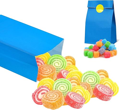 Miniatura 6 de CHEPULA Paquete de 100 bolsas de papel para fiesta, bolsas de regalo con 120 calcomanías, bolsa de regalo pequeña para suministros de fiesta de
