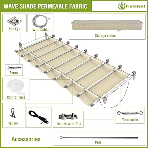 Miniatura 6 de Toldo retráctil de repuesto para pérgola de 7 x 12 pies, con accesorios para cables, para patio, porche, garaje, terraza, toldo