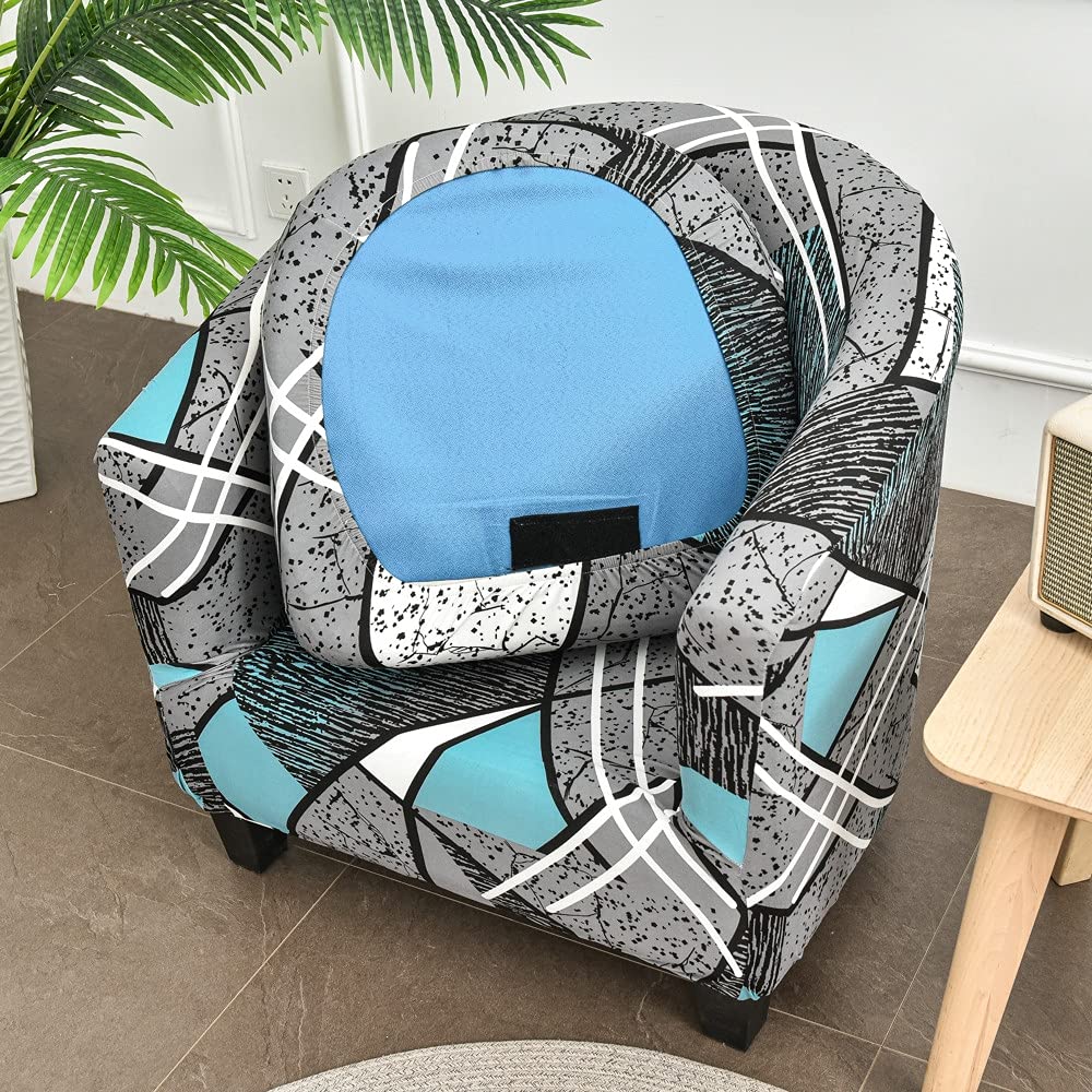 Highdi 2 Pièces Housse Fauteuil Cabriolet Chesterfield Extensible Jacquard - Protection Antidérapante Noir