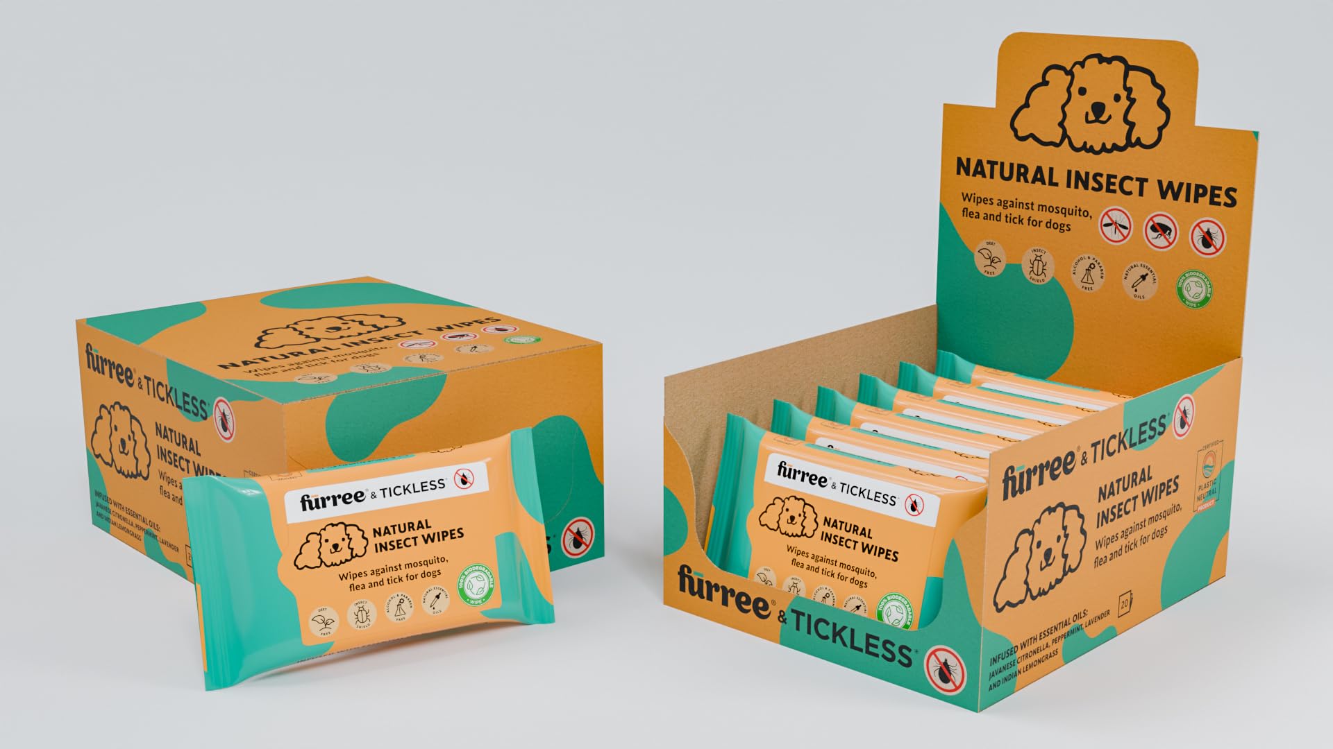 Tickless Natürliche Insekten-Tücher für Haustiere - 6er-Packung | Feuchttücher gegen Zecken, Flöhe, Mücken