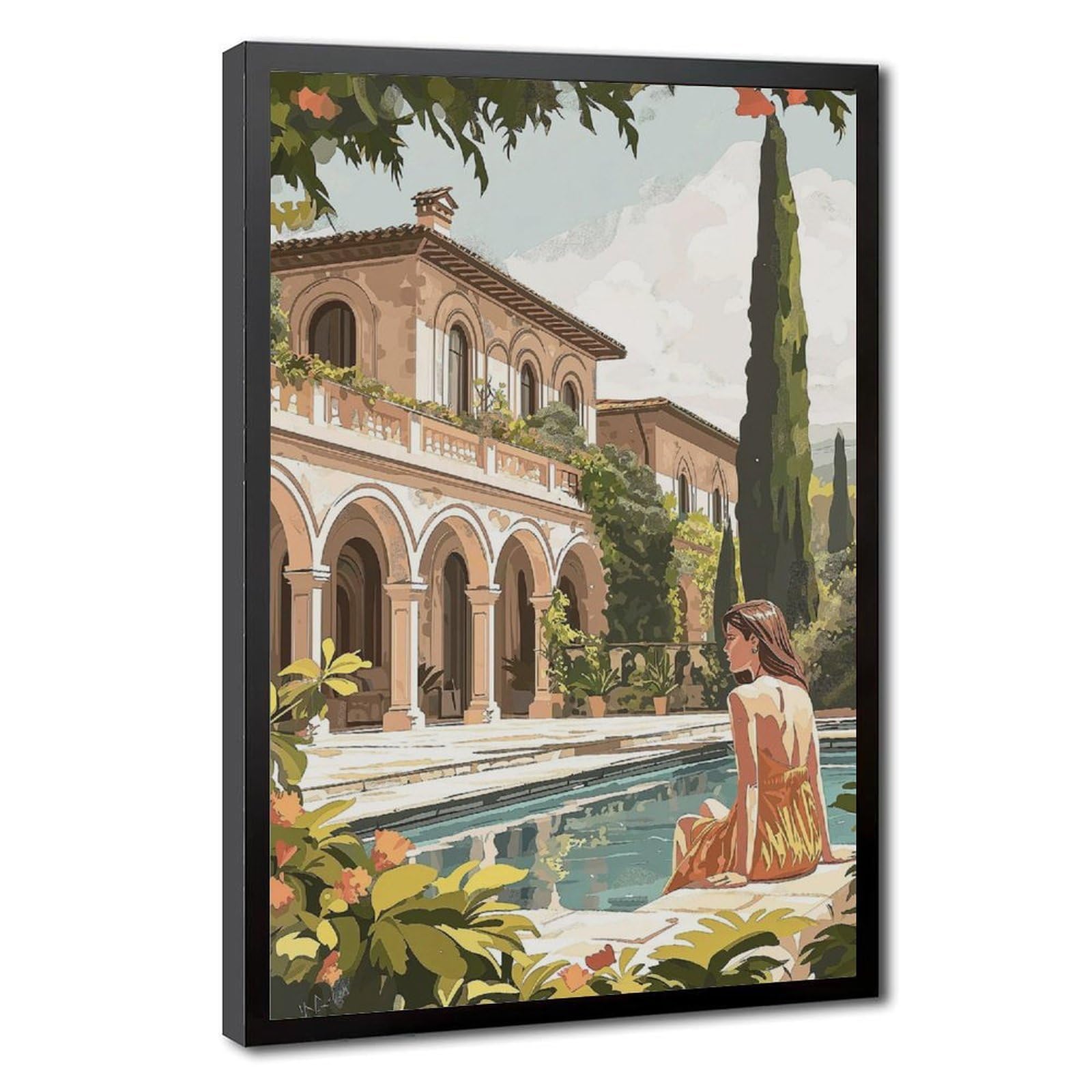Bareronor Tuscany Villa Canvas Poster Bedroom Decor Landscape Office Room Decor Gift 12" L X 18" W