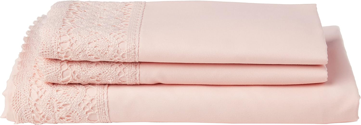 Amrapur Overseas 4Piece 100 Microfiber Crochet Lace Bed Sheet Set
