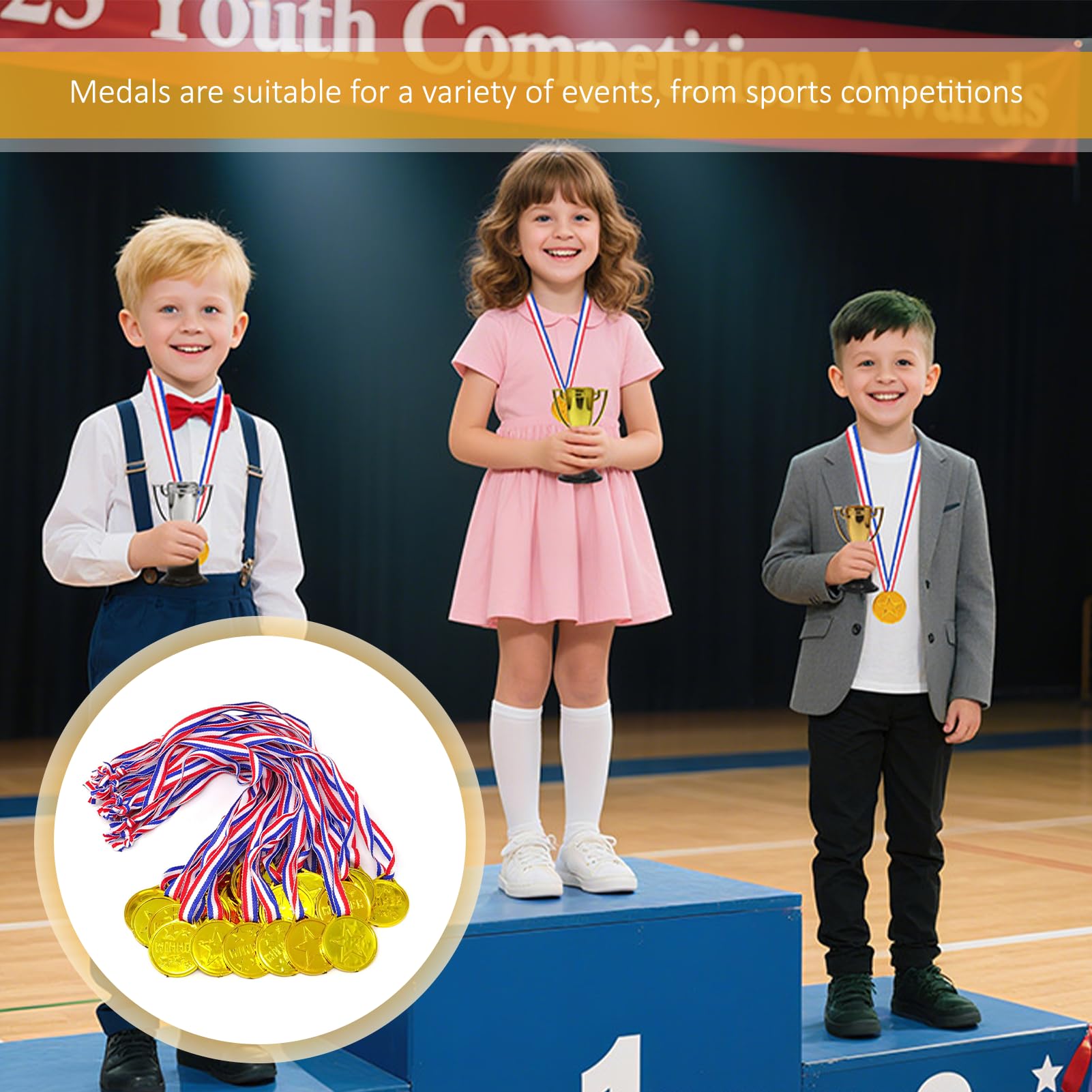 VTYTZZ Medallas Para Niños, 30 Piezas Ganador Medallas de Oro,Medallas Niños,Medalla,Para Escuela, Día Deportivo O Olímpico,Oro Niños Para Deporte,Premios Concursos,Fiesta,Premios — view 4