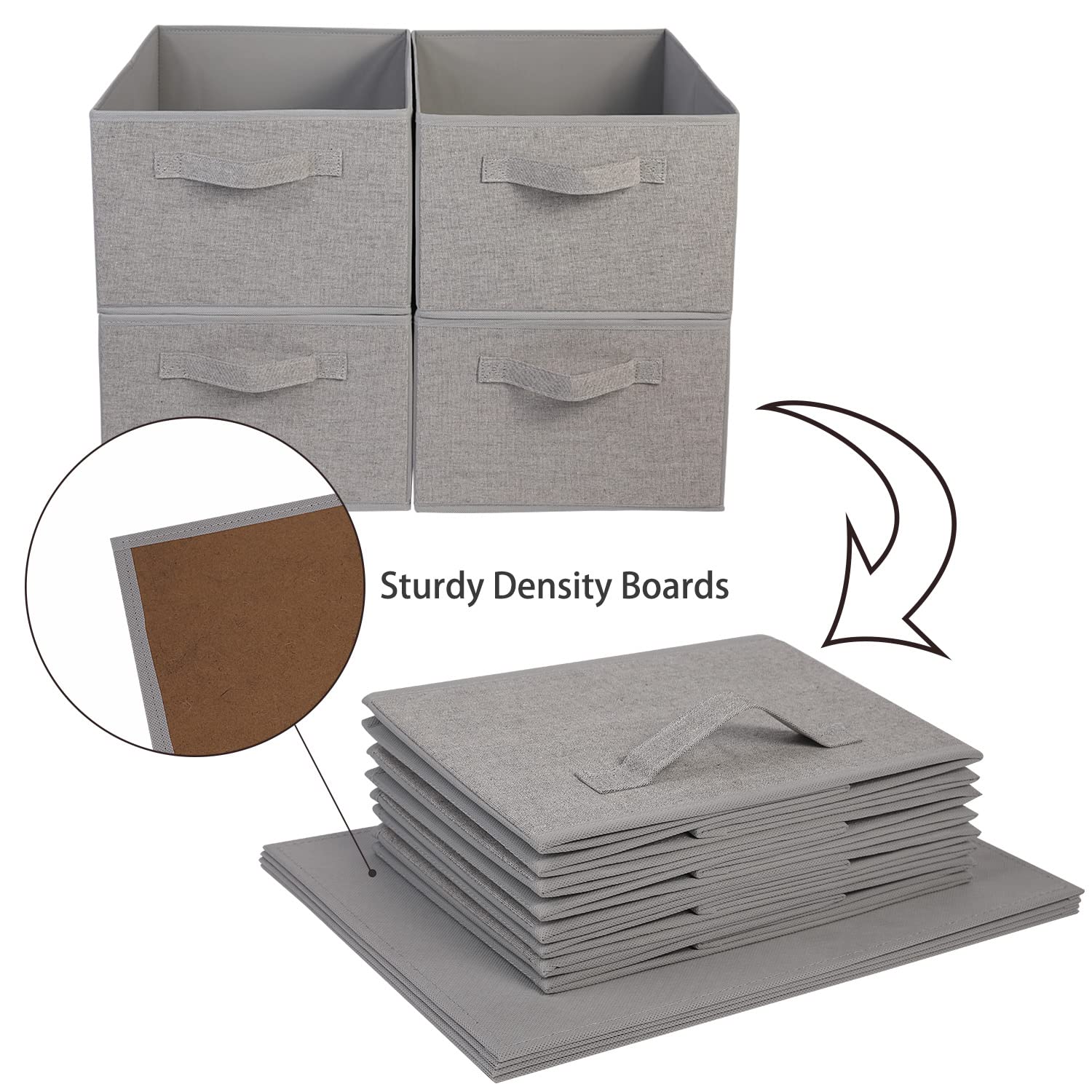 BOMKEE 4 Piece Clothes Collapsible Sorage Bins, Wardrobe Storage Organiser Drawers Fabric Storage Boxes with Handles for Toys Clothes - Image 3