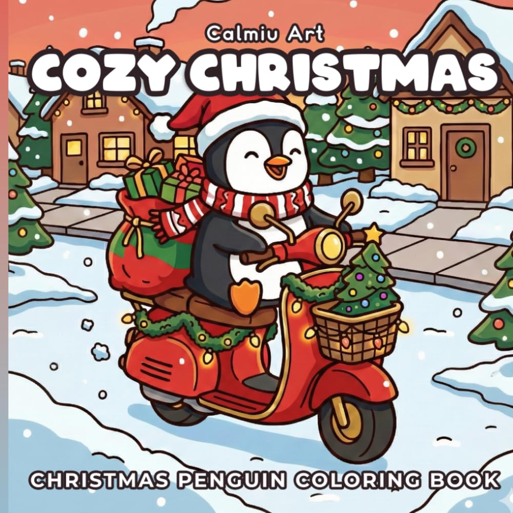Cozy Christmas: Coloring Book with Cute Penguins for Adults and Children