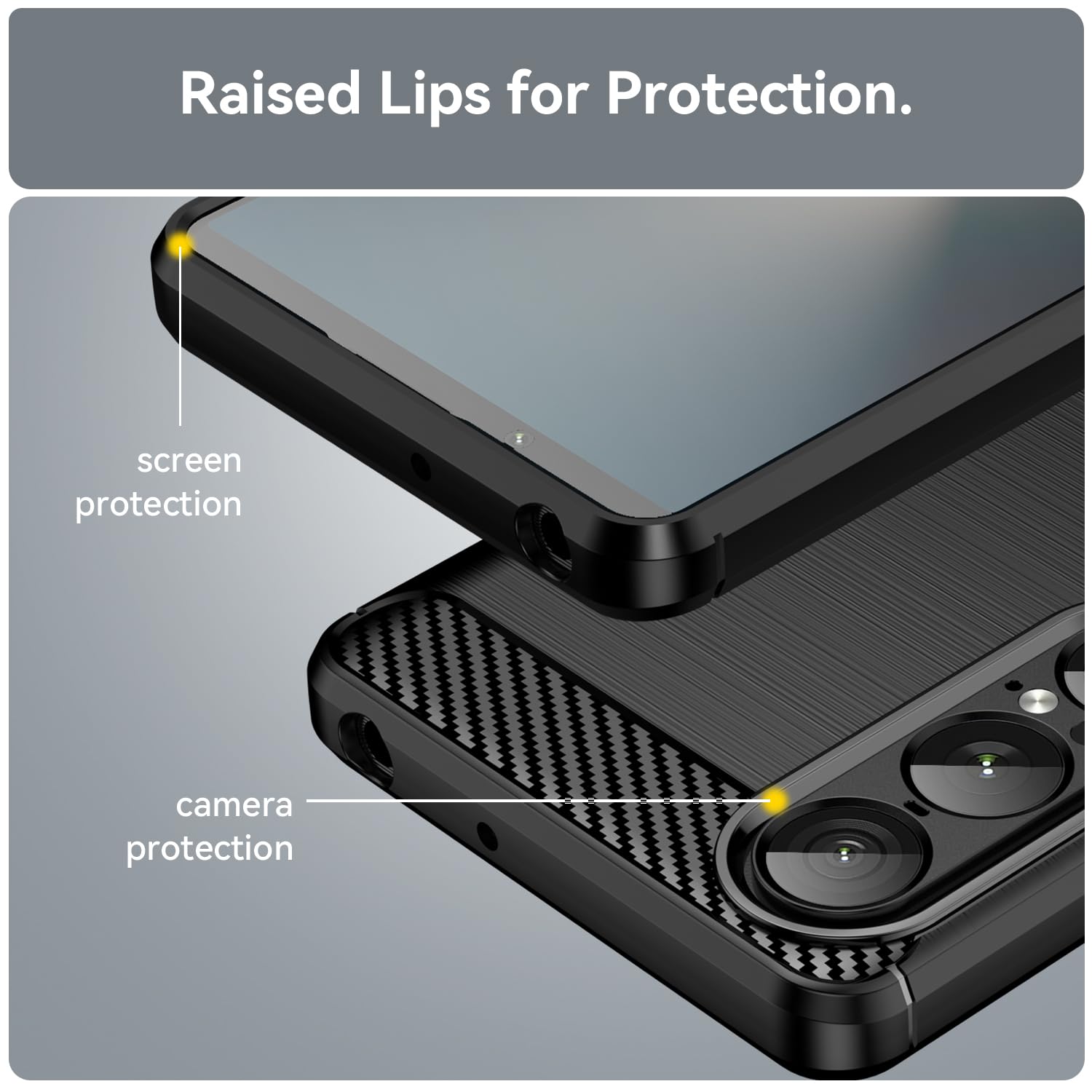 Folmecket Sony Xperia 1 V Case, Carbon Fiber Scratch Resistant,Shock Absorption Soft TPU Rubber Protective Cell Phone Cover For Sony Xperia 1 V 6.5 - View #14