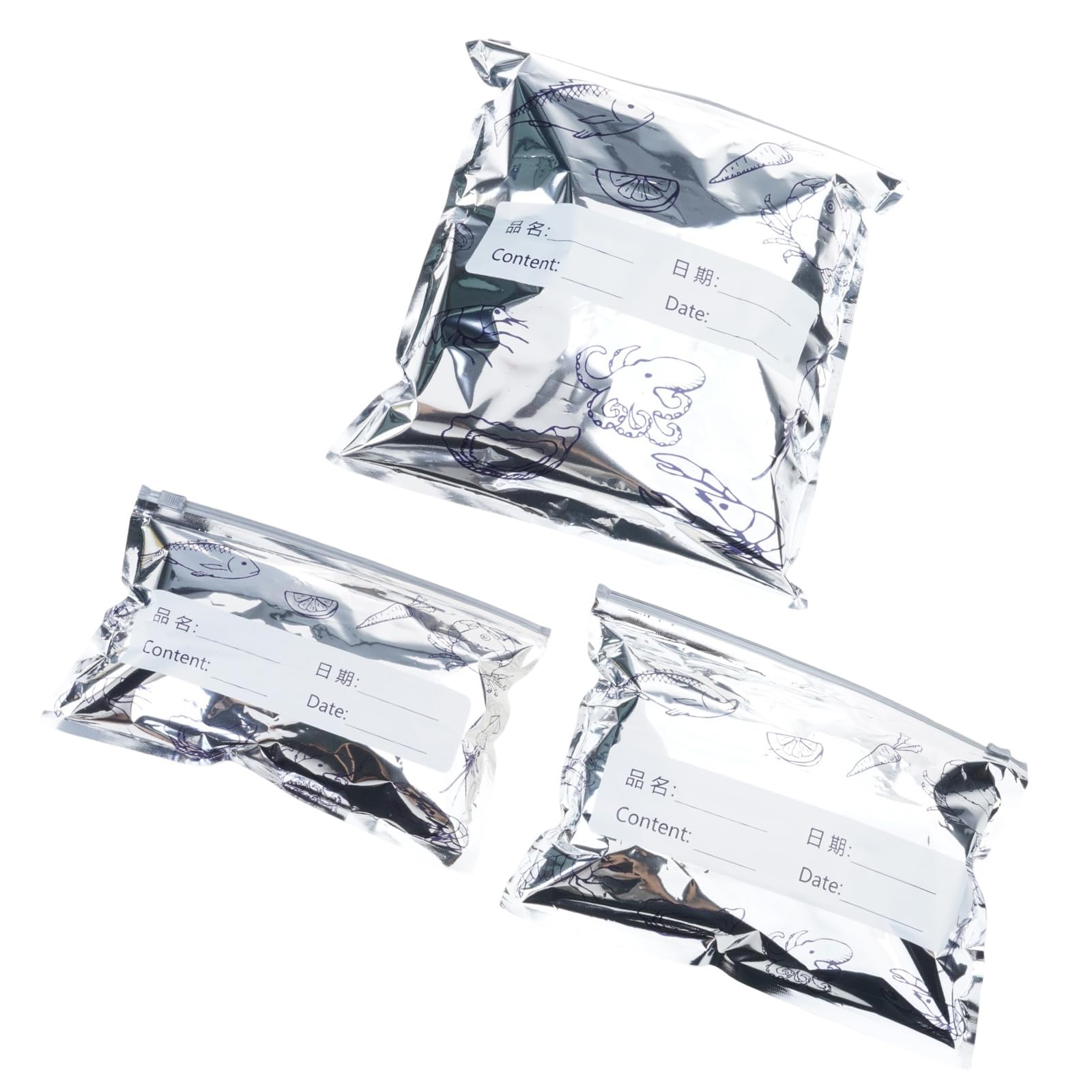 NVOQILIN Aluminum Foil Storage Pouches Tear Resistant Zippered Closure for Snacks Meal Preparation and Freezing Preservation Bags Reclosable for Fruits
