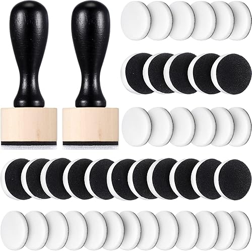 Paquete de 42 mini herramientas de mezcla de tinta, incluye 2 mini herramientas redondas de tinta de alcohol y 40 almohadillas de espuma de repuesto
