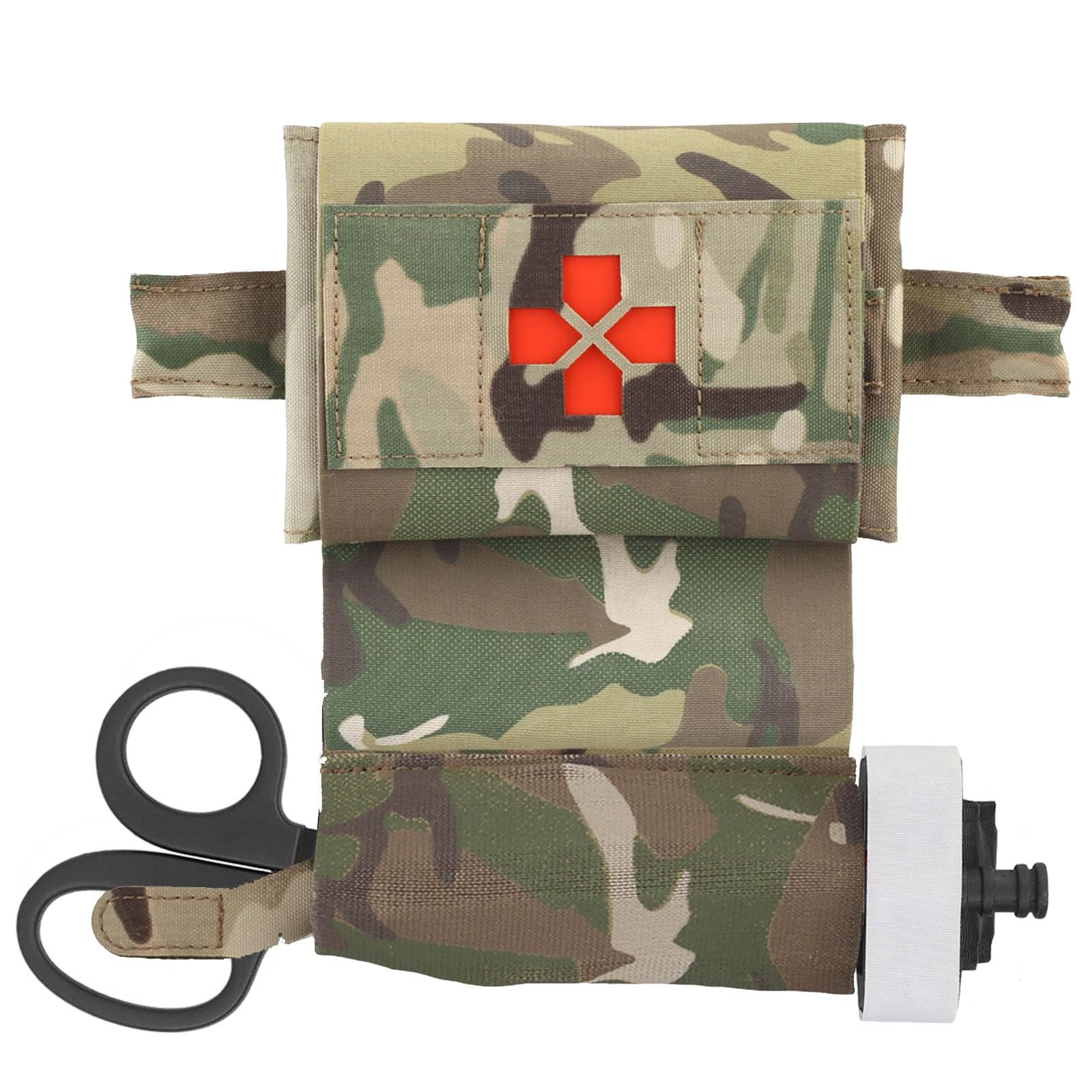 Juego de Bolsa Médica IFAK Micro Compacta con Torniquete de 4ª Generación, Kit de Traumatología Cinturón MOLLE para Aventura de Automóvil Pesca Caza al Aire Libre(CP)