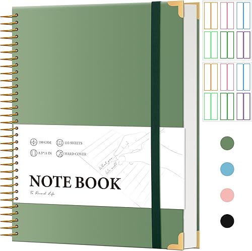 Miniatura 10 de FLYING EAGLE Cuaderno de espiral con rayas universitarias de 8.5 x 11 pulgadas con calcomanías de tapa dura, cuaderno A4 grande para notas de