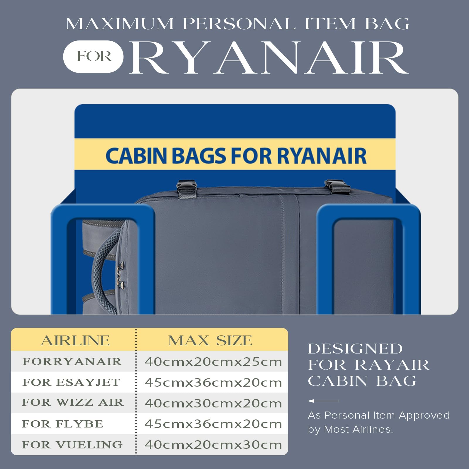 Hayayu Borse Da Cabina Per Ryanair 40x20x25 Bagaglio A Mano Zaini Borsa Zaino Da Viaggio Il Sedile Zaino Per Ryanair Bagaglio A Mano Borsa Cabina Travel Viaggio Casual Daypack