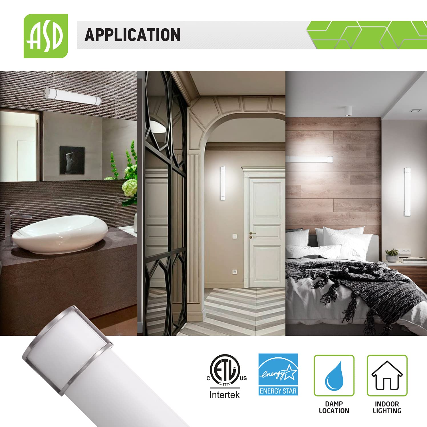 ASD 36 Inch LED Bathroom Vanity Light, 3 Color Adjustable 3000K/4000K/5000K, Dimmable Vanity Light Fixture LED, Brushed Nickel Finish, 30W(80W Replacement), 2100 Lm, Energy Star, ETL Listed