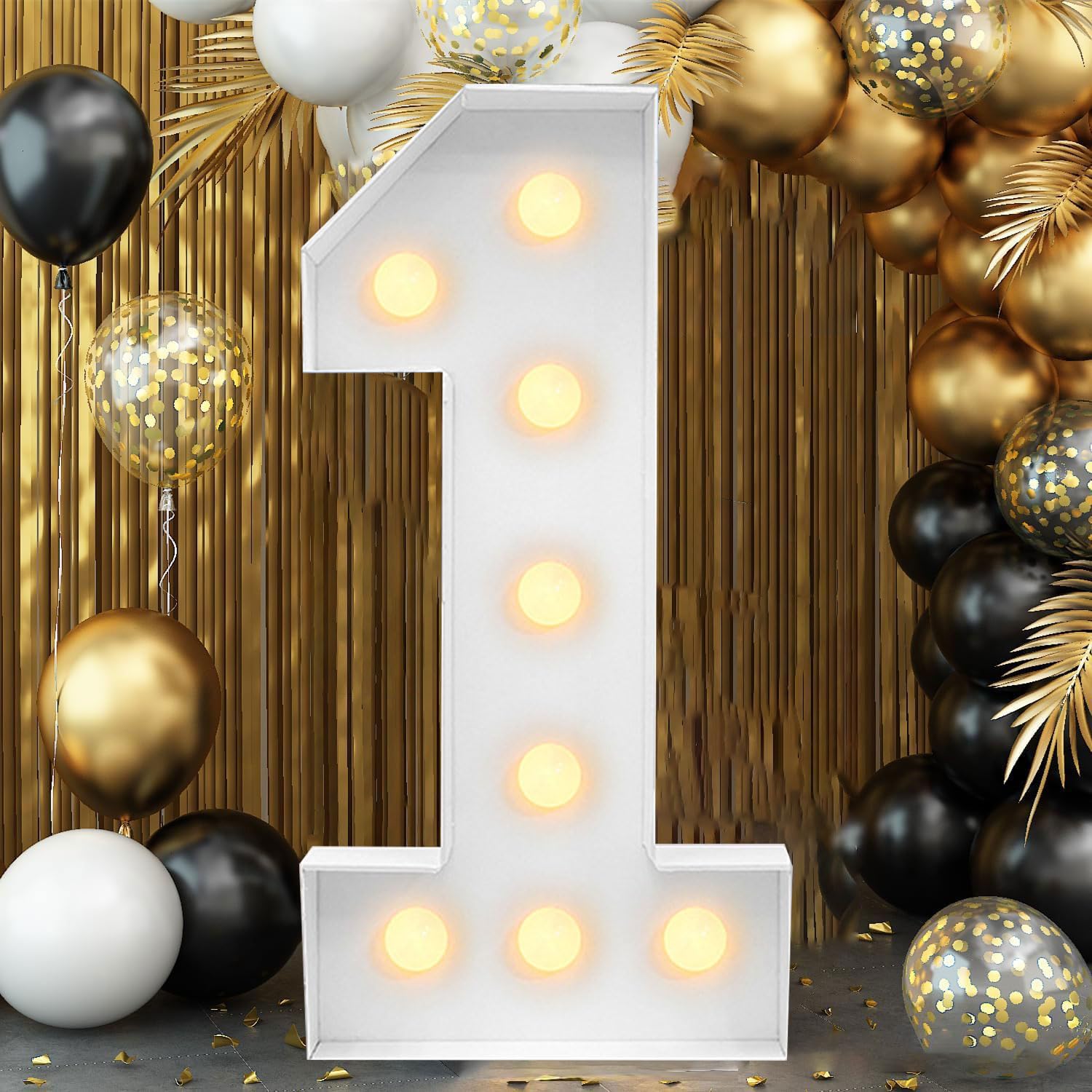 Light Up Number, Giant LED 0-9 Numbers Lights Marquee Light Up for Party Wedding Birthday New Year Anniversary, Number 1, 120cm-4ft