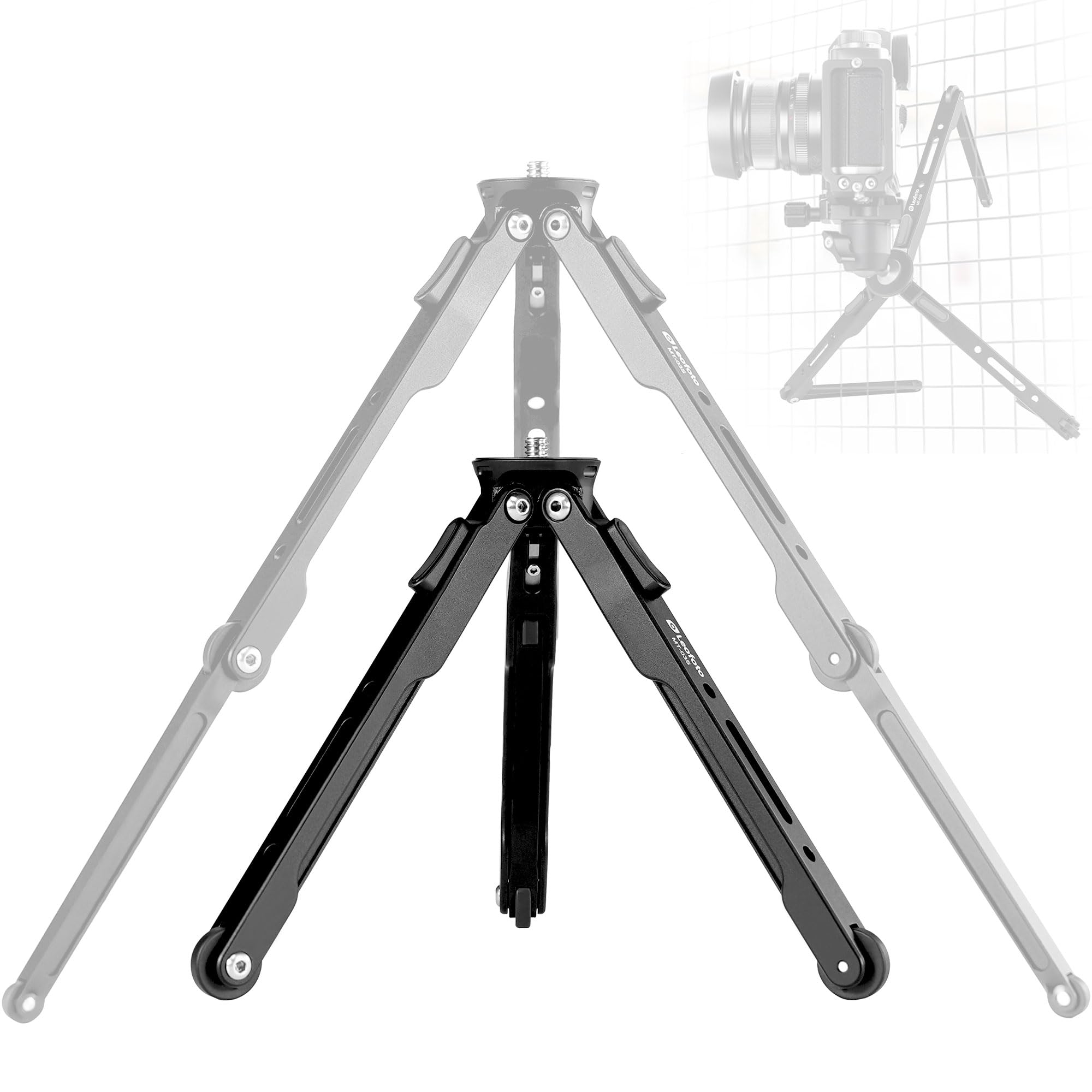 LEOFOTO Aluminum Mini Table Tripod, Weight 162g/0.35lb, Maxload 5kg/11lb, Foldable Stand, Compact Camera Spider Tripod, for Camera/Phone/Live Stream