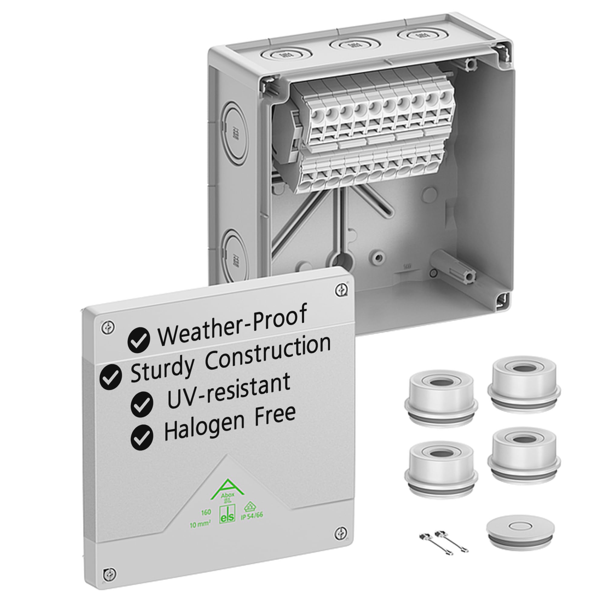 Spelsberg Abox SL-10², Professional IP55/IP66 Junction Box with Raised Screwless Terminal Block, VDE Certified