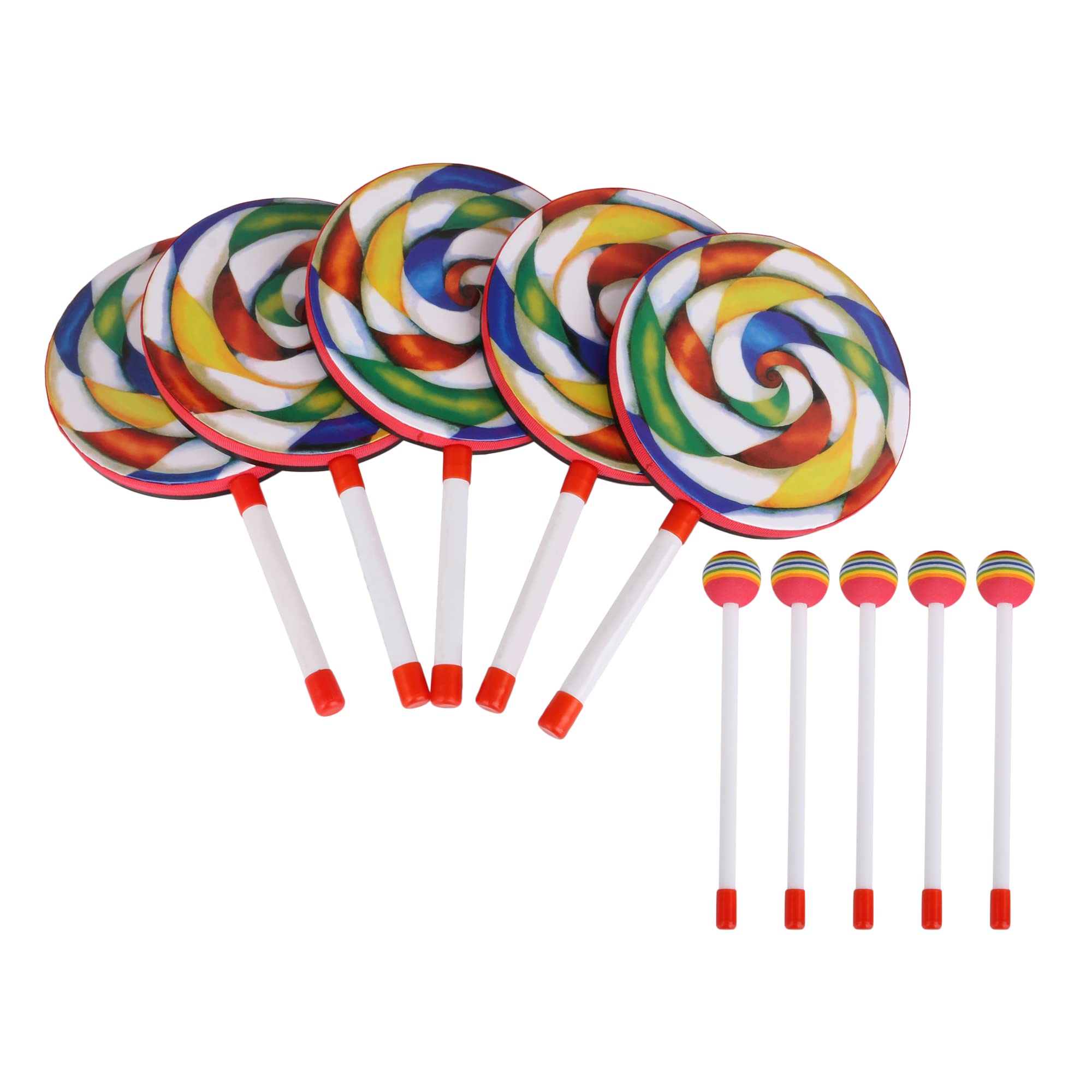 5PCS Lollipop Form Hand Trommel 200MM Hand Trommel Musikinstrumente Multicolor