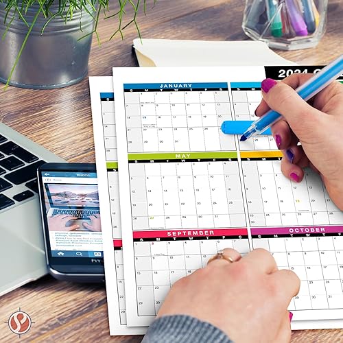 Miniatura 5 de 2021 calendario de escritorio completo, tamaño grande 11.0 x 17 pulgadas planificador de 12 meses  2 caras verticalhorizontal reversible  impreso en