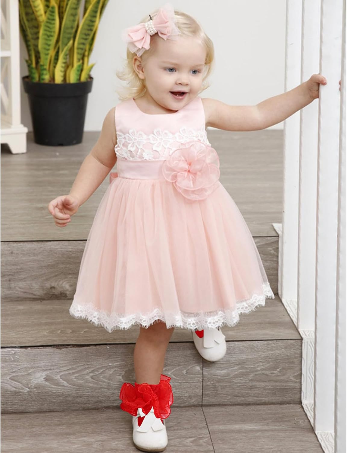 Girls Ruffle Socks Toddler Girl Frilly Dress Socks Double Lace Big Ruffles Fold Over Church Fancy Sock for Baby Kids - Image 2