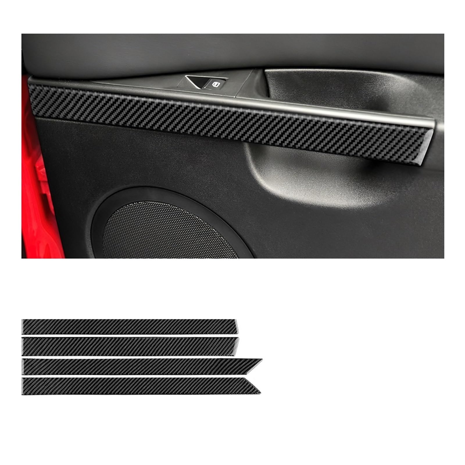 Car Interior for Seat for Leon 2005-2012 LHD RHD Car Inner Door Panel Accessories Real Soft Carbon Fiber Sticker(Black Carbon)