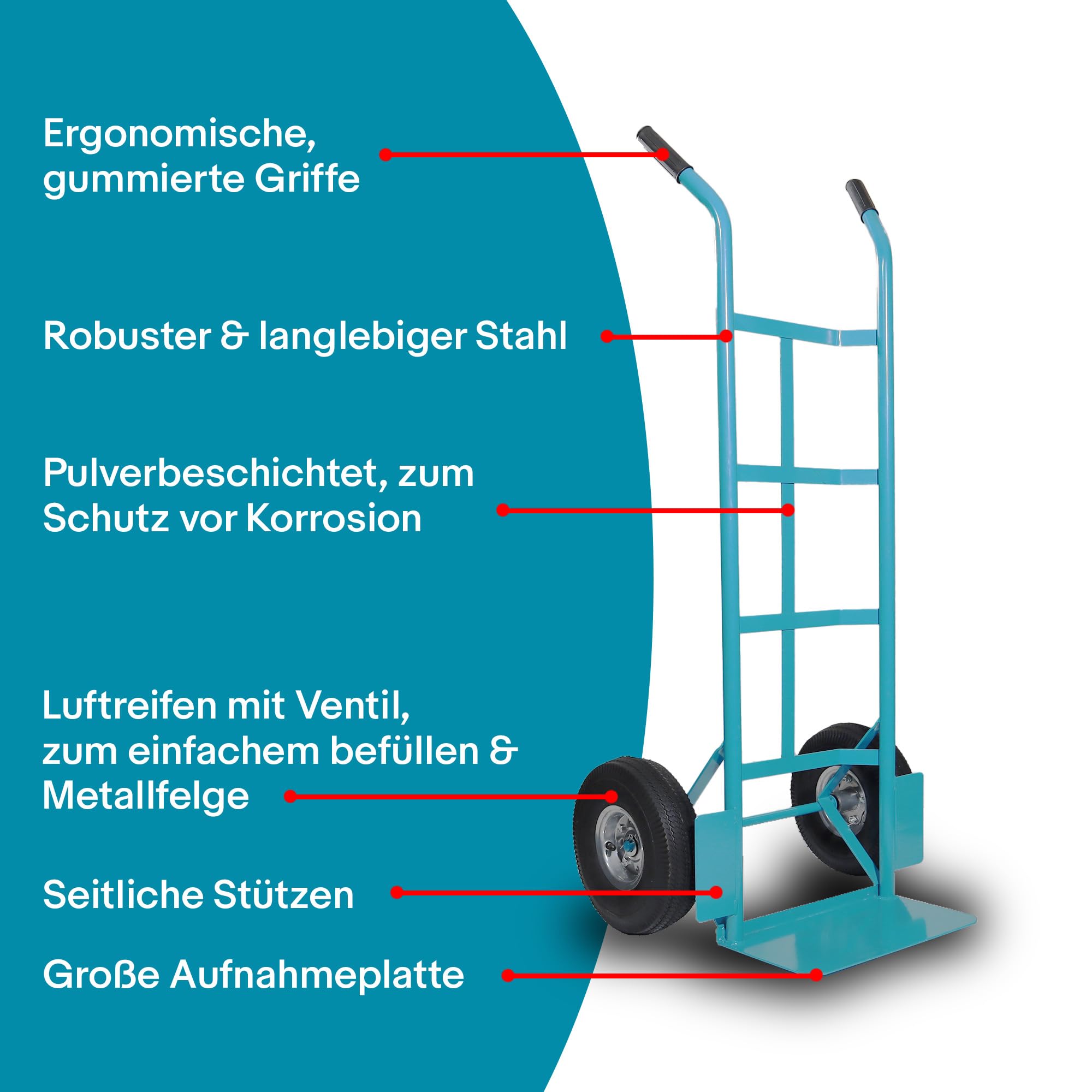 BITUXX Sackkarre Transportkarre Stapelkarre Handkarre Sackrodel Karre Transport bis 200Kg mit Luftbereifung
