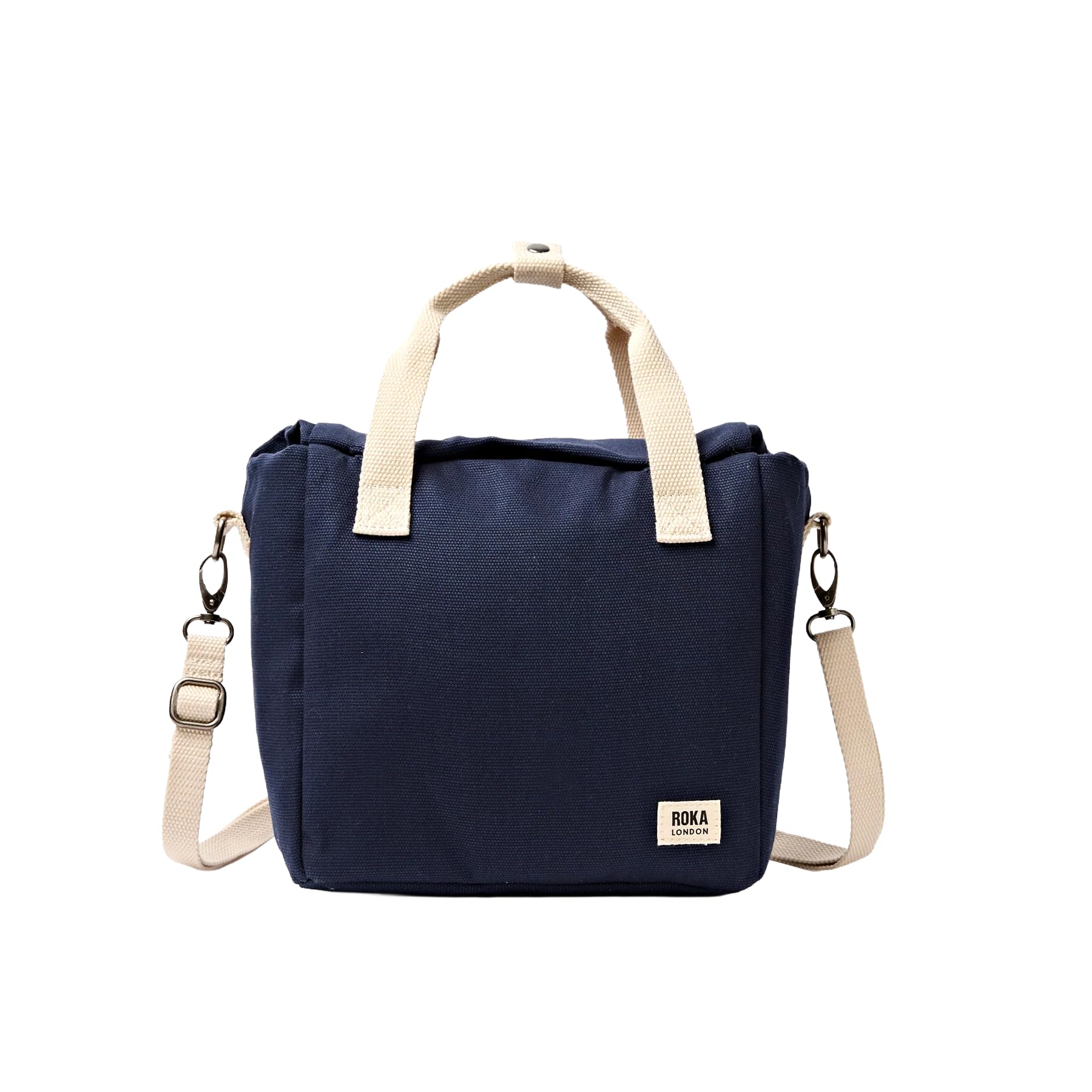 ROKA London Hampstead Insulated Lunch Bag – Roll Top Lunch Tote Cooler Bag with Adjustable Shoulder Strap, Water Resistant Reusable Lunch Bag for Work, School, Picnic & Travel (Midnight)
