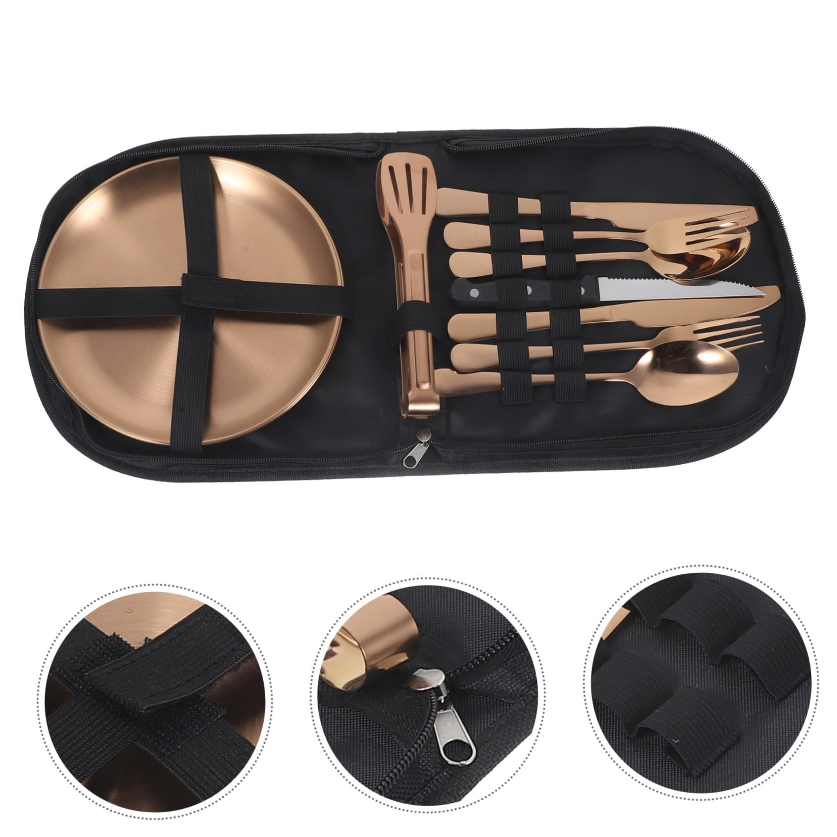 Edelstahl Camping Utensil Mit Fall Für Reisen Picknicks Und Outdoor-aktivitäten Wiederverwendbares Besteck Robustem Material