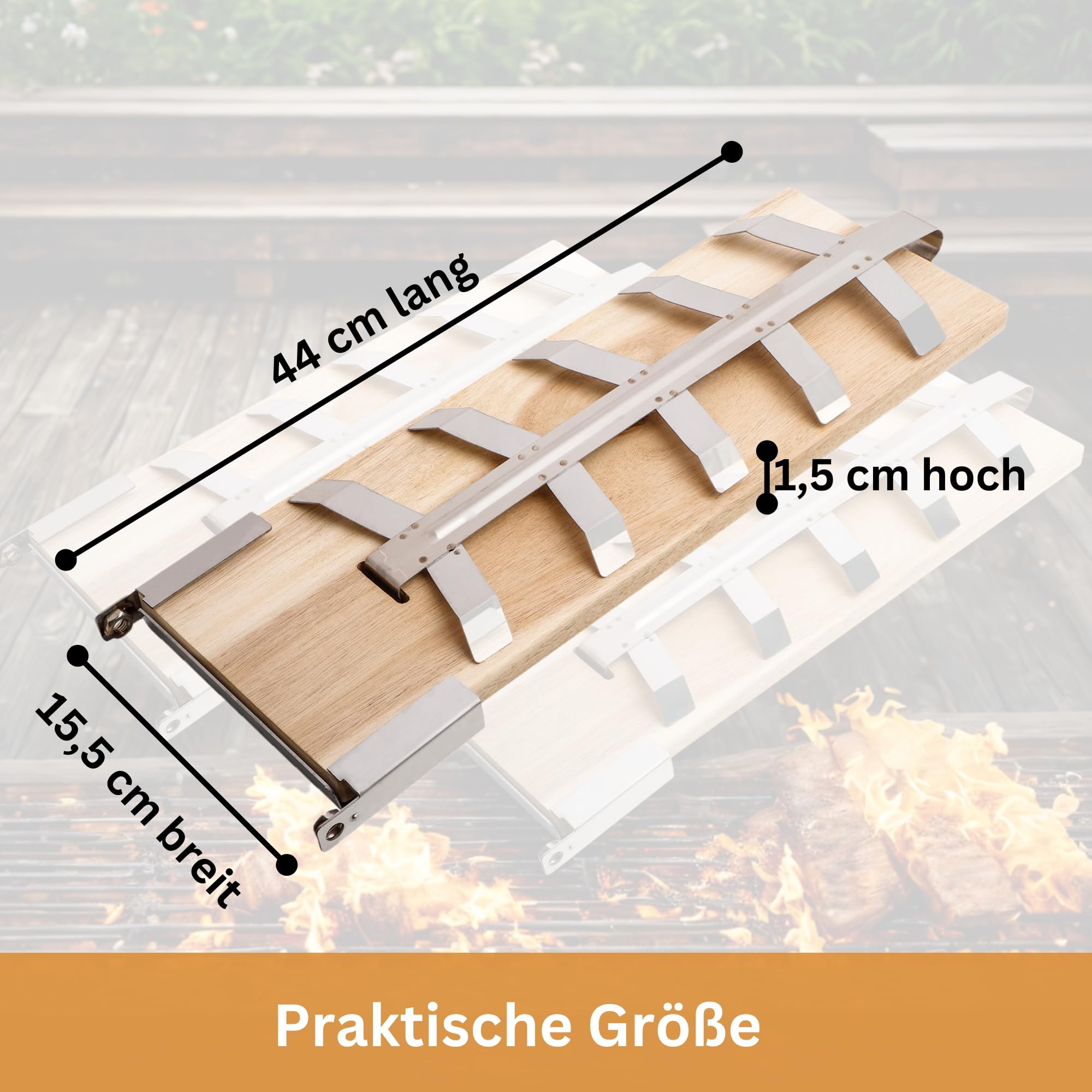 Flammlachsbretter 2er Set Räucherbretter für Lachsfilet Flammlachsbrett für Feuerschale aus Zedernholz mit Winkelsystem Befestigung aus Edelstahl & HL Kauf-Block