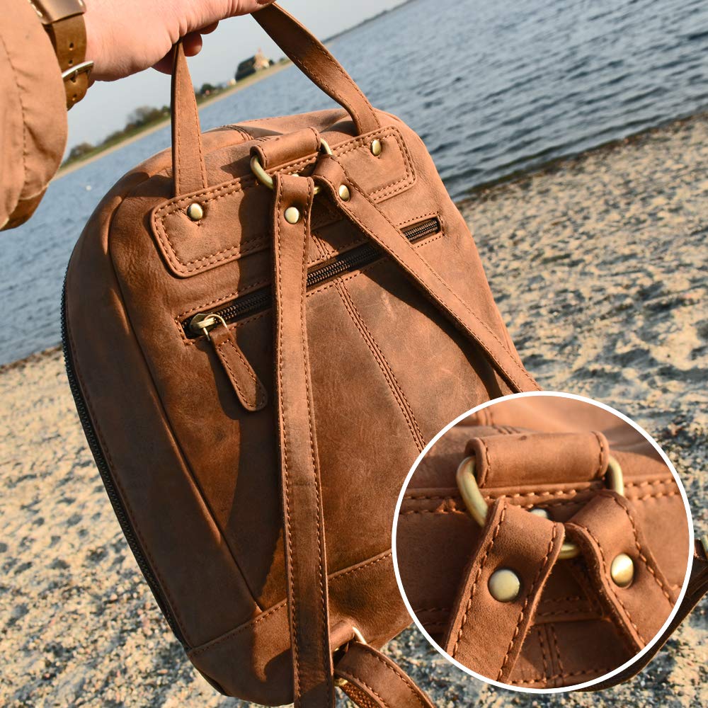 Fa.Volmer® Borsa in pelle di bufalo in 100% vera pelle di bufalo, stile vintage I per uomo e donna I per viaggi in città, ca. 31 x 31 x 6 cm