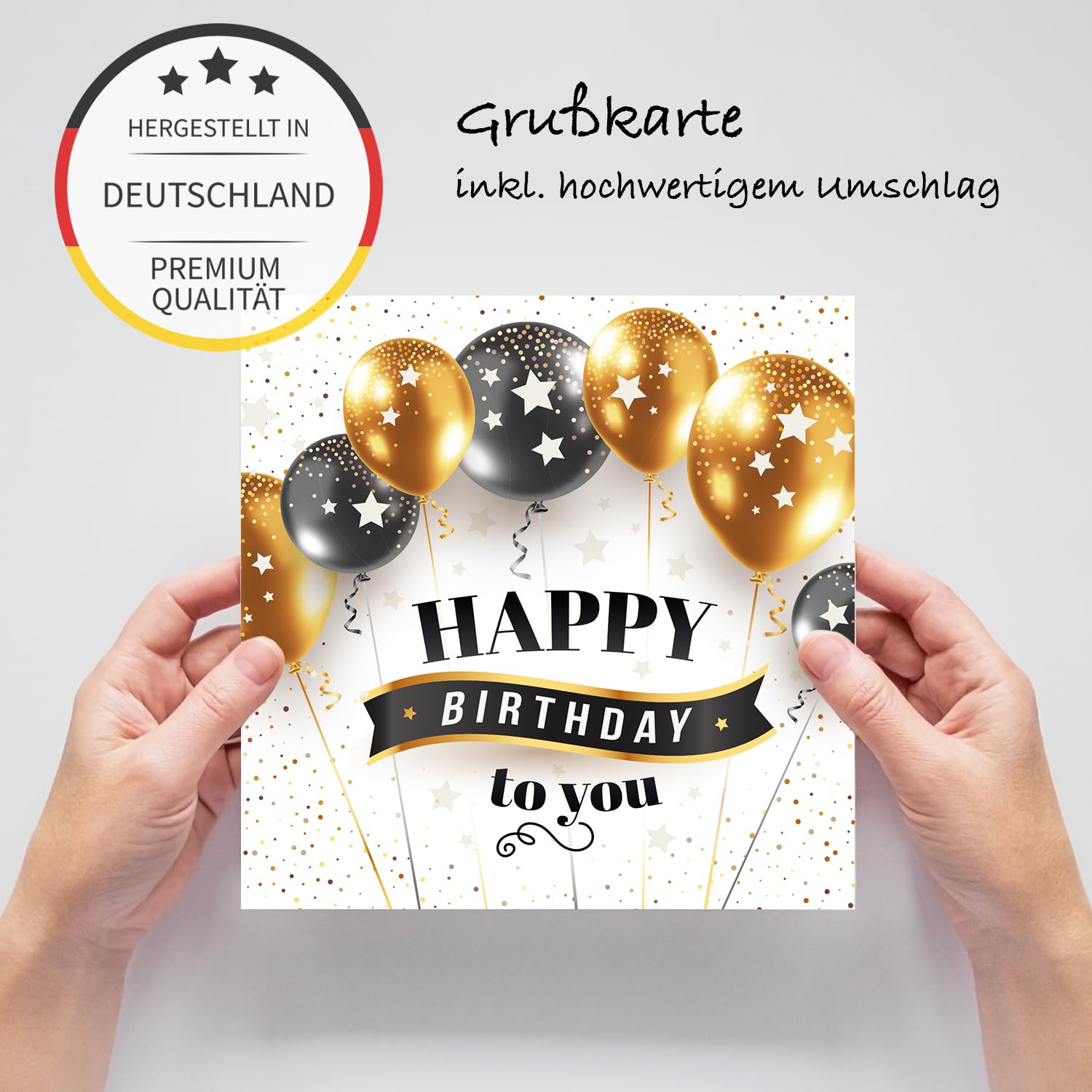 Set di 10 biglietti di auguri di compleanno con busta bianca