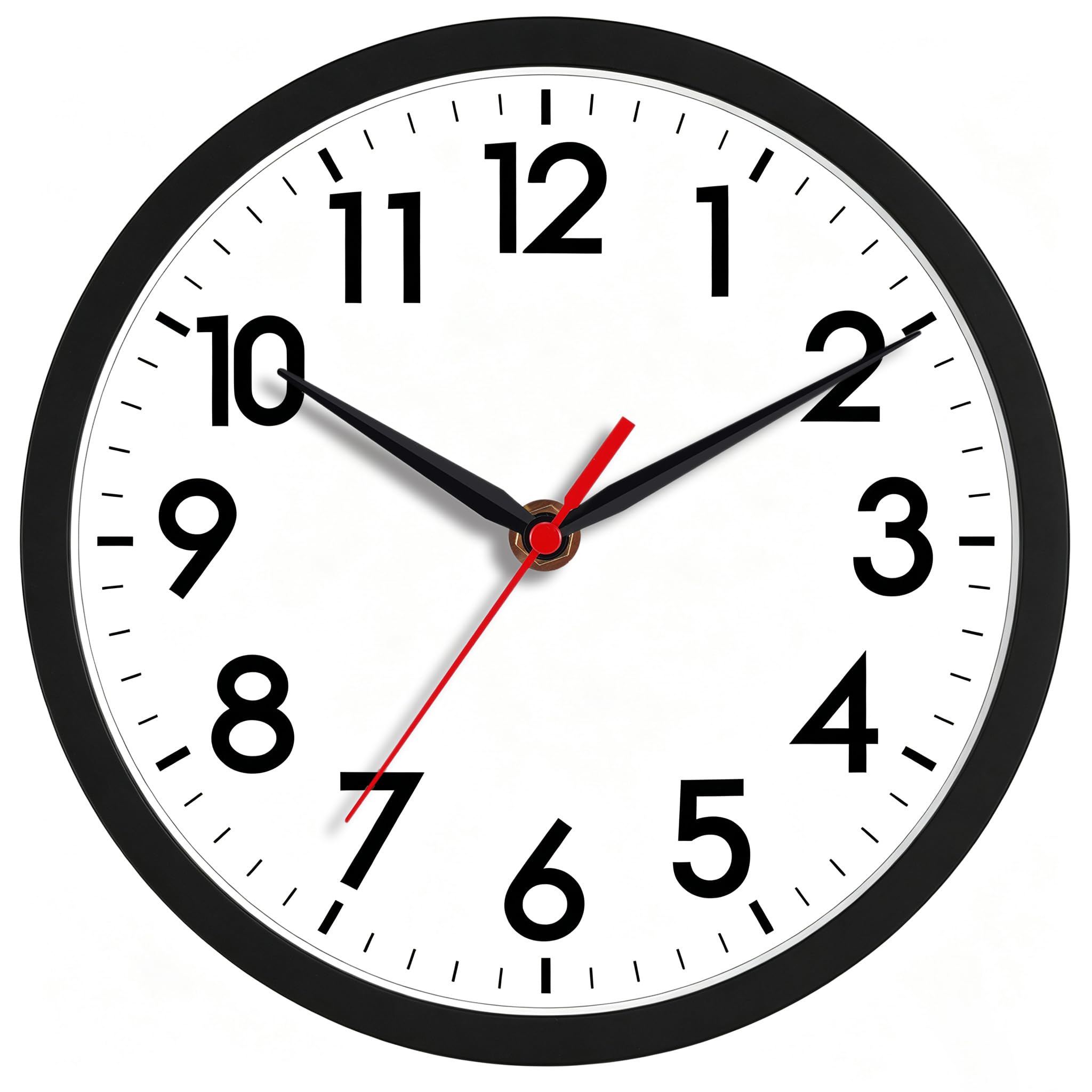 AKCISOT 8 Inch Wall Clock, Silent Battery Operated Analog Clock, Black