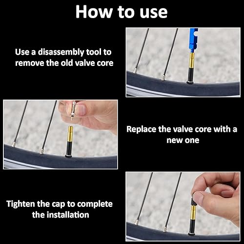 Miniatura 4 de Kit de reparación de núcleo de válvula Presta de 18 piezas, incluye 2 tapas de plástico y herramienta de extracción de núcleo de válvula de