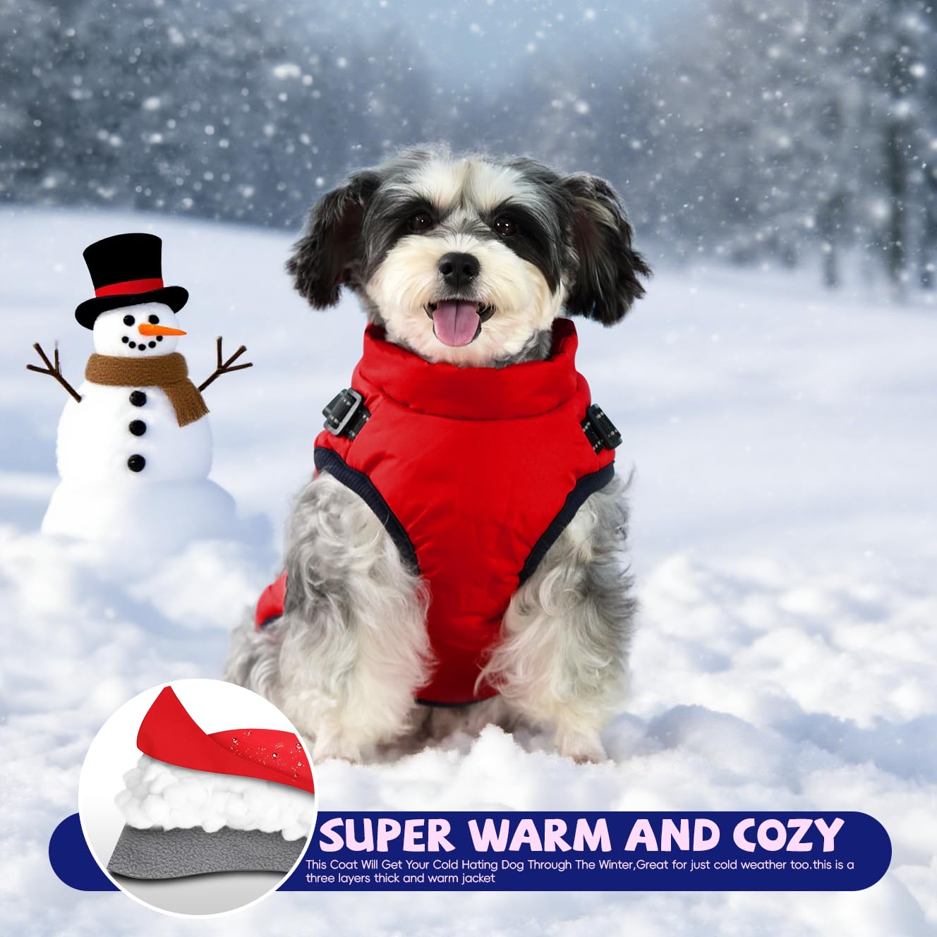 Gyuzh Abrigo para perro con arnés para cachorros, chaqueta impermeable de invierno para perros pequeños, medianos y grandes