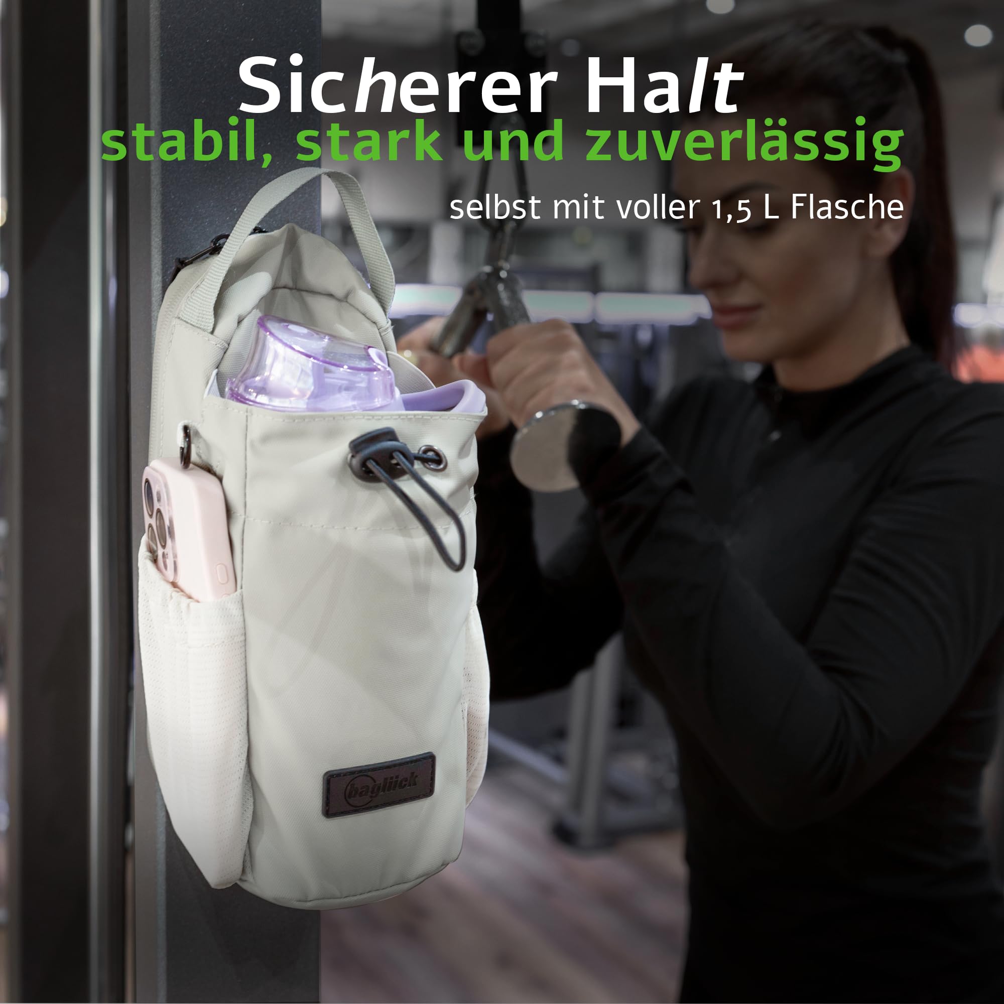 Magnetische Sporttasche mit Flaschenhalter – universelle Schulter- & Umhängetasche für Damen & Herren, ideal fürs Gym, Freizeit & Reisen (Beige)