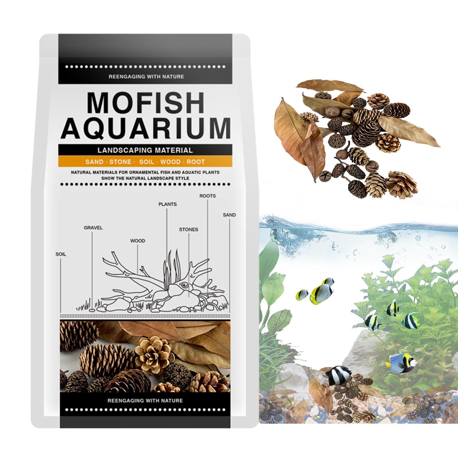 Aquarium Leaf Litter – Natural Fish Tank Lowering Botanicals, Alder Cones & Leaf Litter for Shrimp Tanks | Organic Aquarium Botanicals for Shrimp Food Source, Betta Fish Habitat Decor, Natural