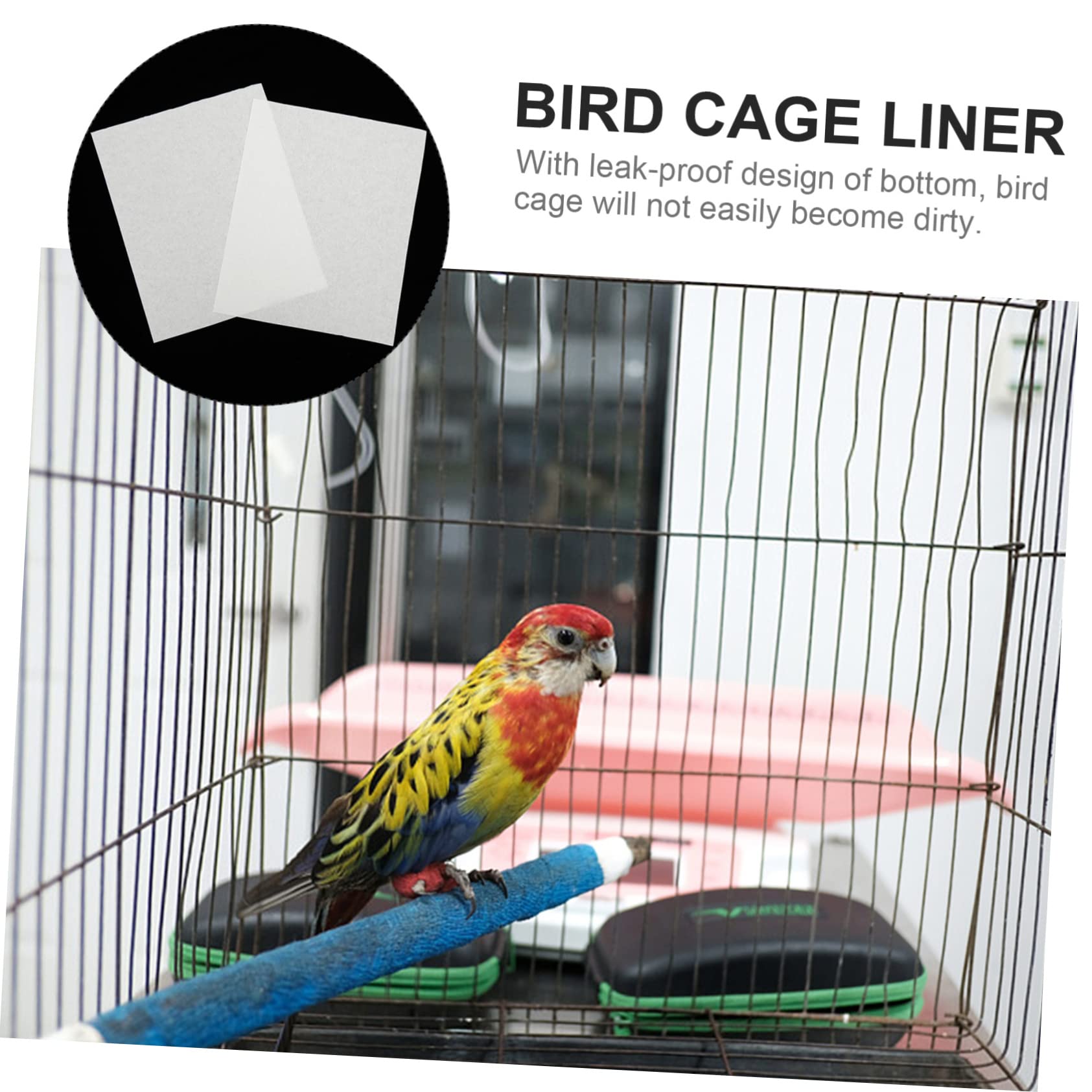 100Piezas Forros Desechables para Jaula de Pájaros Alineador Absorbente Excrementos Cojines de No Tejida Accesorios para Jaulas de Periquitos y Material Seguro y Natural