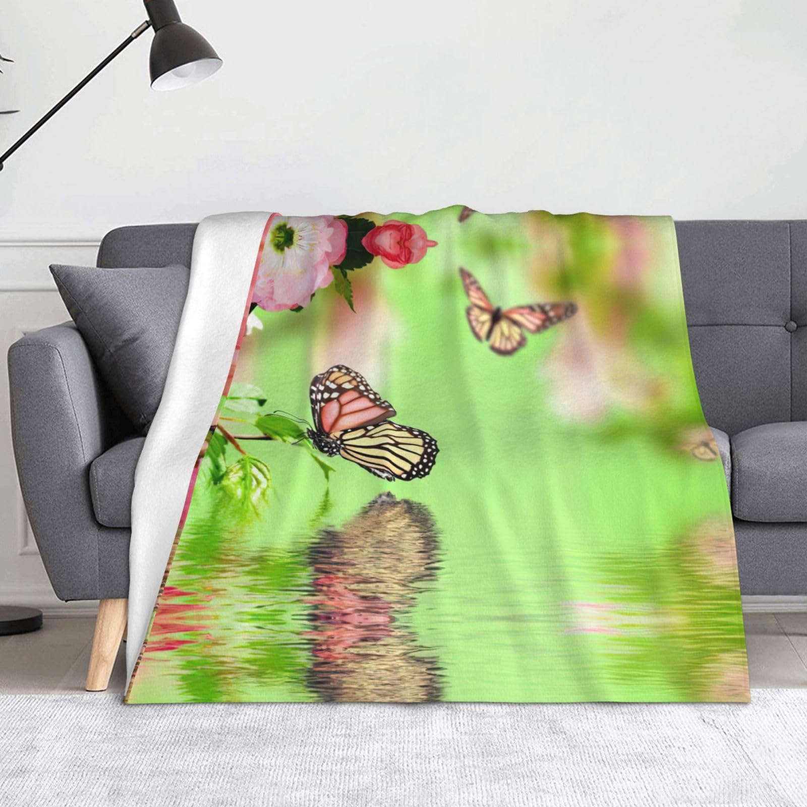 Couverture flanelle papillon douce pour cocooning au salon et soirée Halloween