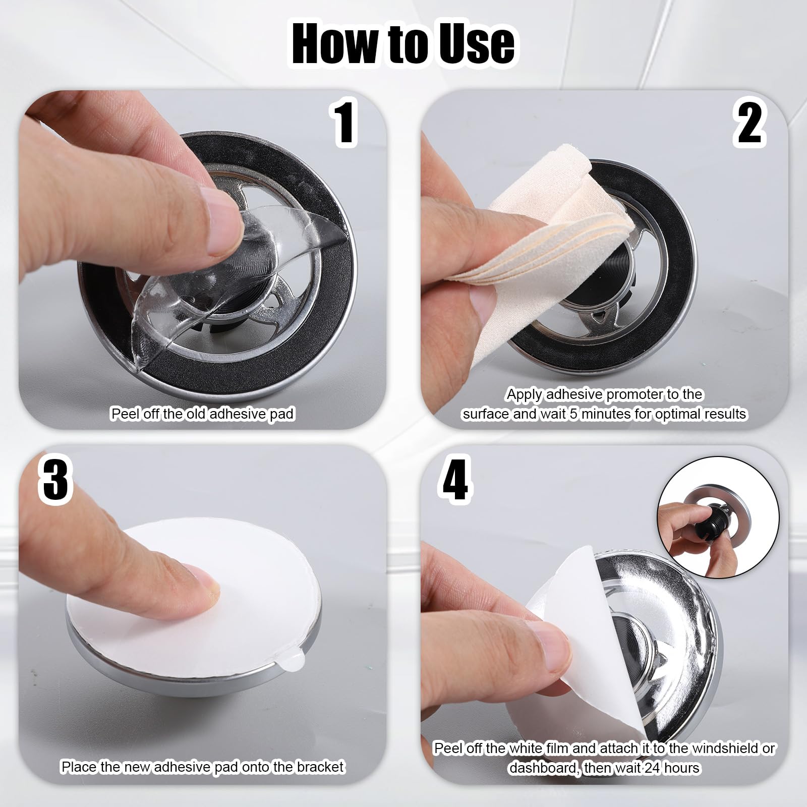6 almohadillas adhesivas de doble cara para soporte de teléfono de coche, 70 mm, kit de repuesto de cinta de montaje de gel transparente resistente para ventosa, soporte de teléfono celular