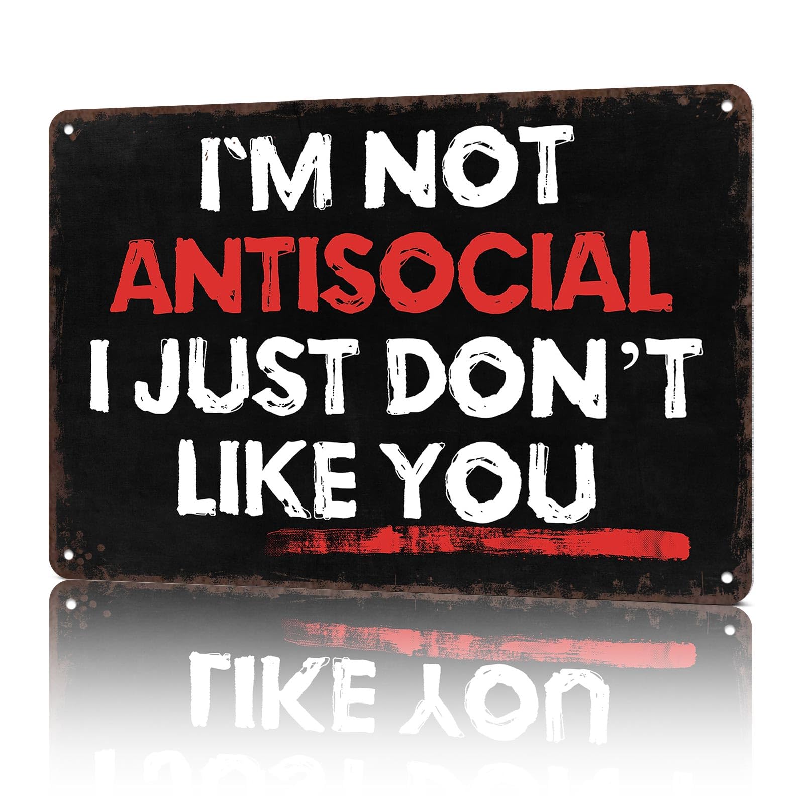 KWQDOZF Vintage Metal Signs Antisocial Funny Quote Funny Tin Sign Poster Wall Art For Home Room Bedroom Office Decor 8x12inch