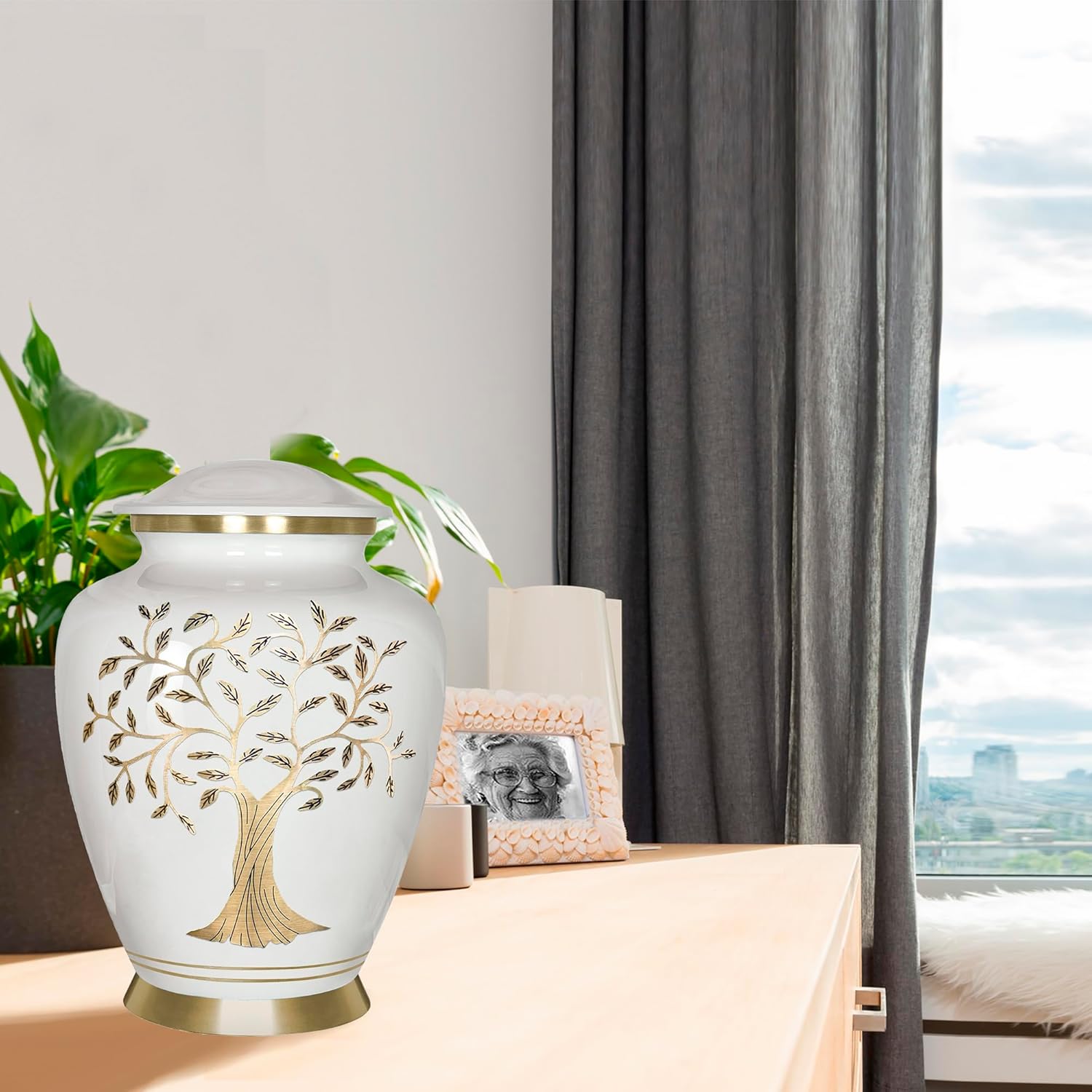 Trupoint Memorials Cremation Urns for Human Ashes, Tree of Life Decorative Burial Urn for Adult Men and Women, Large White - Image 8