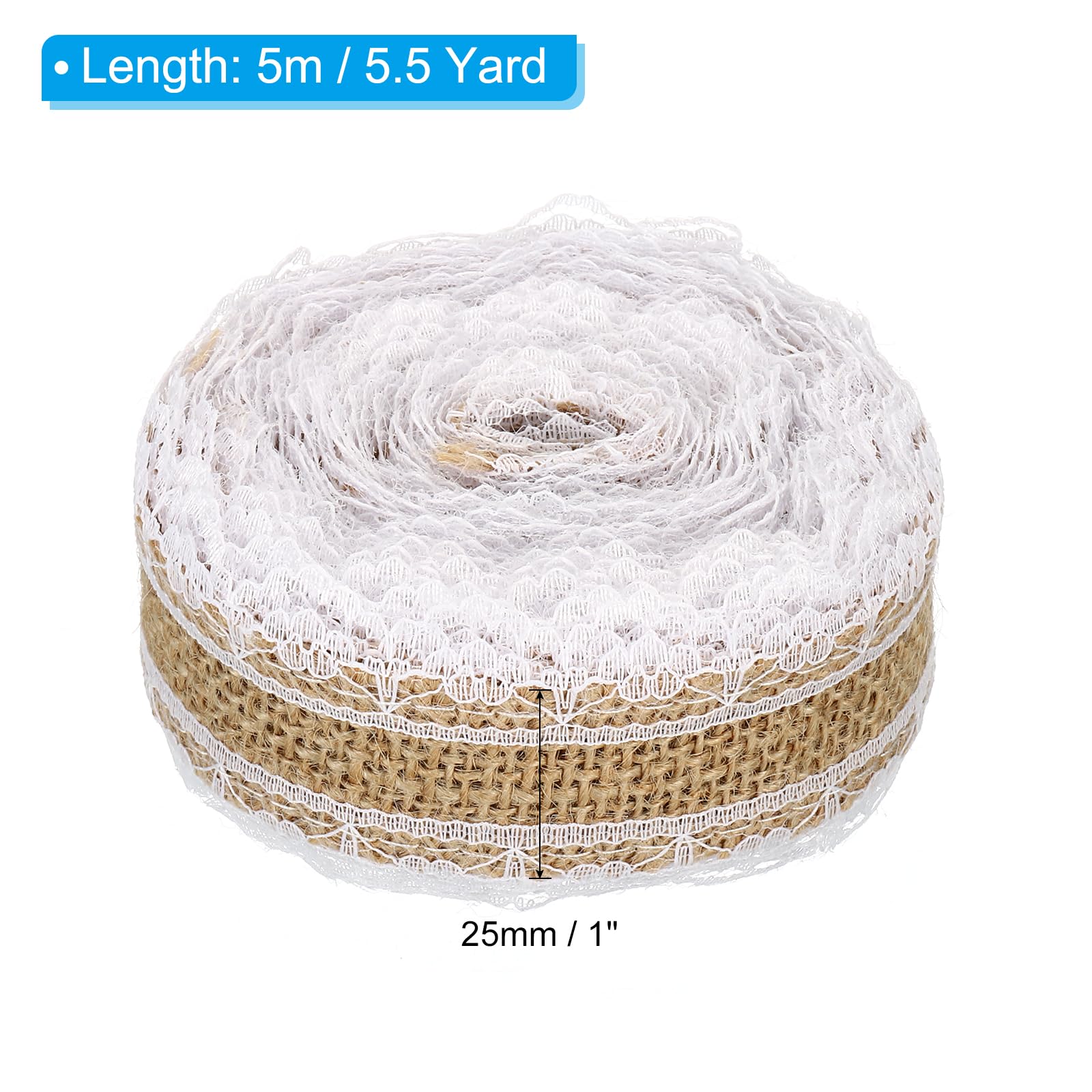 PATIKIL 1" Wide 5.5 Yards Burlap Fabric Ribbon - Image 2